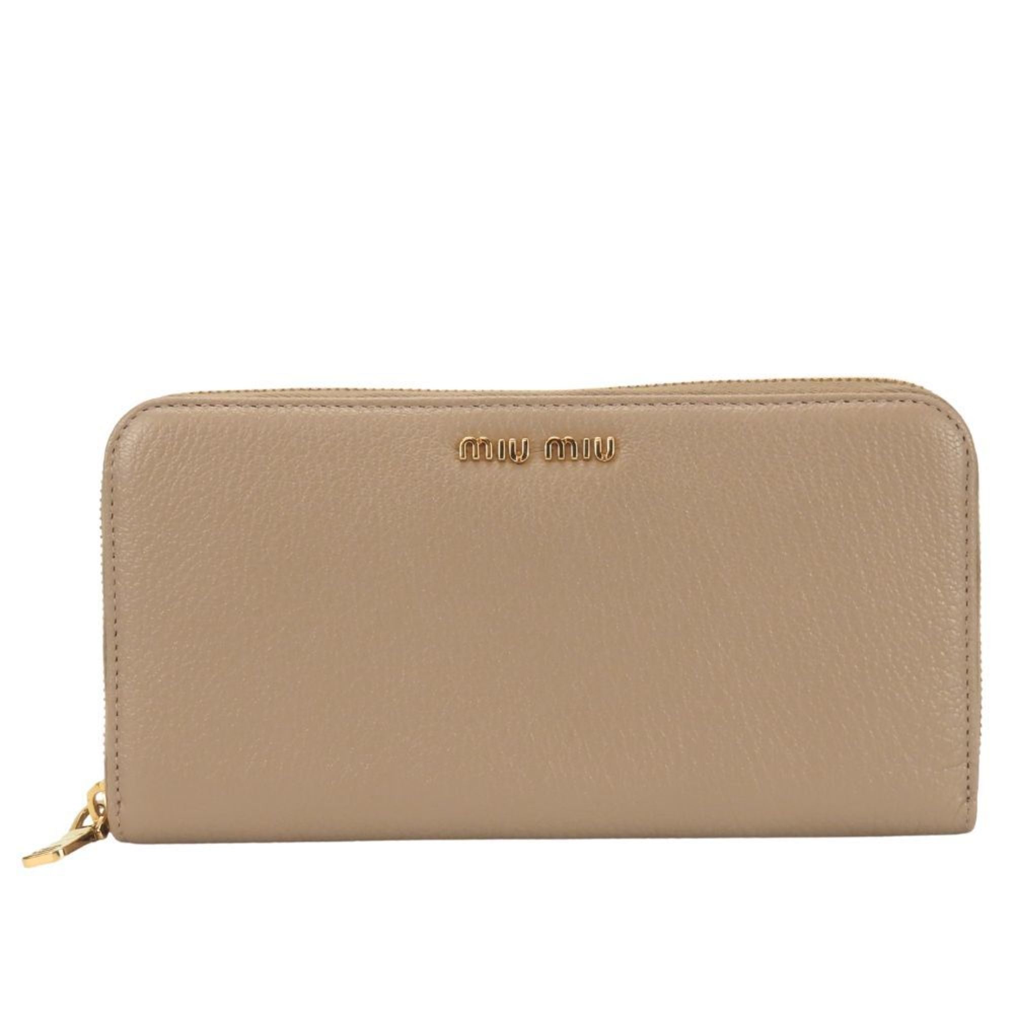 Miu Miu Pink Beige Leather Long Wallet (Bi-Fold) (Pre-Owned)