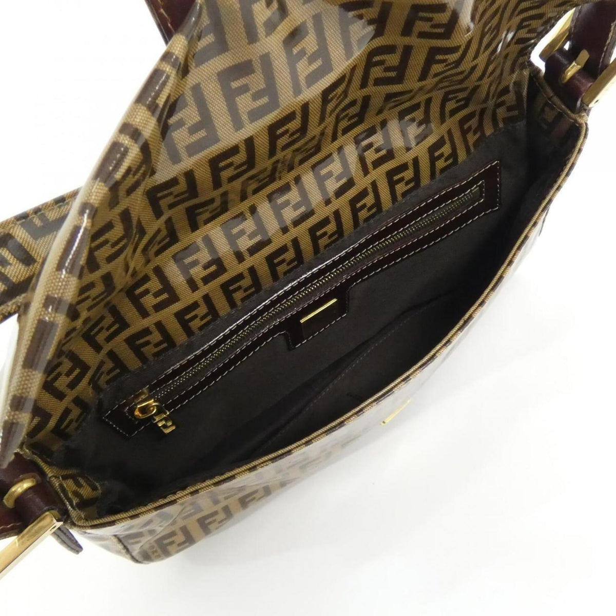 Fendi Baguette Brown Pvc Vinyl Canvas Shoulder Bag (Pre-Owned)