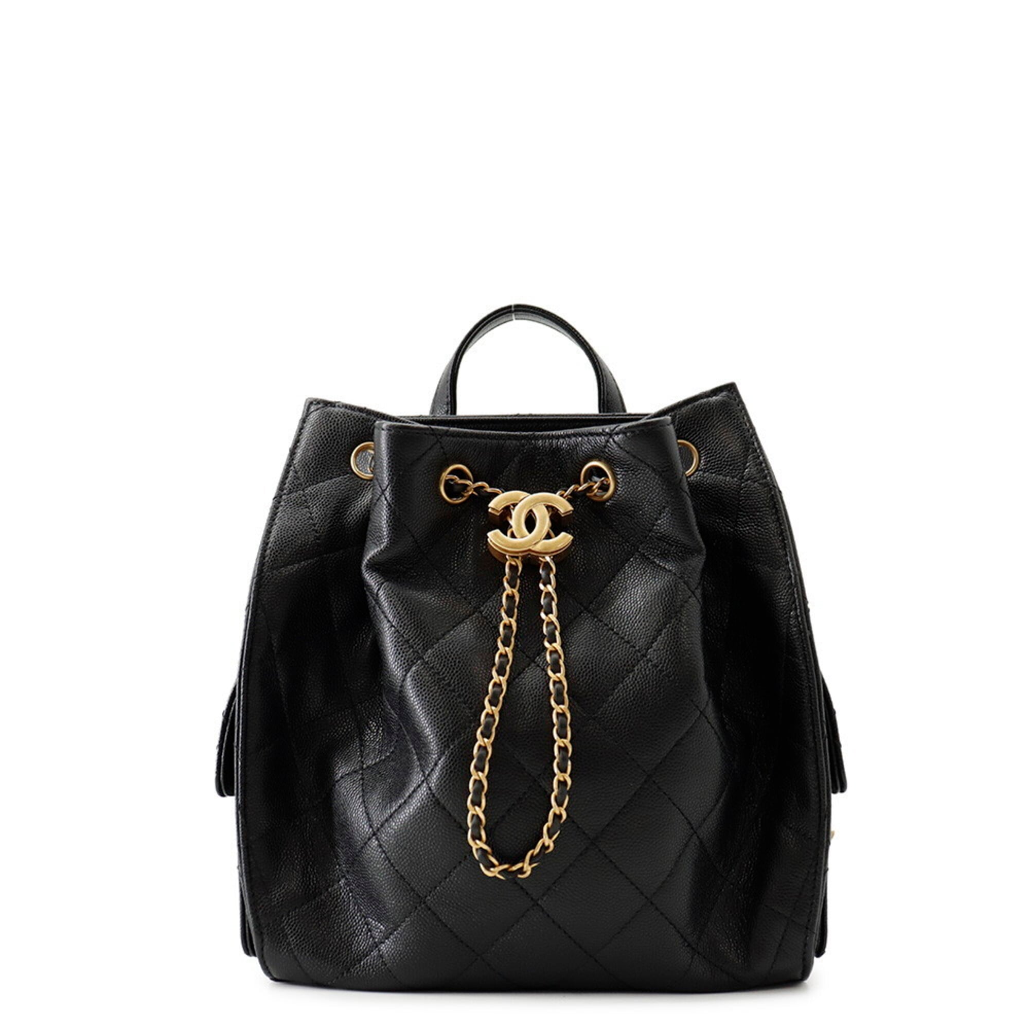 Chanel Matelasse Black Grained Calfskin Backpack (Pre-Owned)