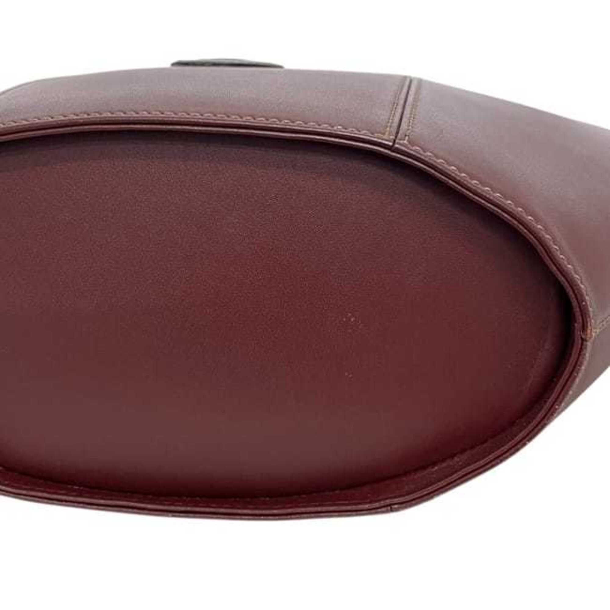 Cartier Bordeaux Leather Handbag Tote Bag (Pre-Owned)