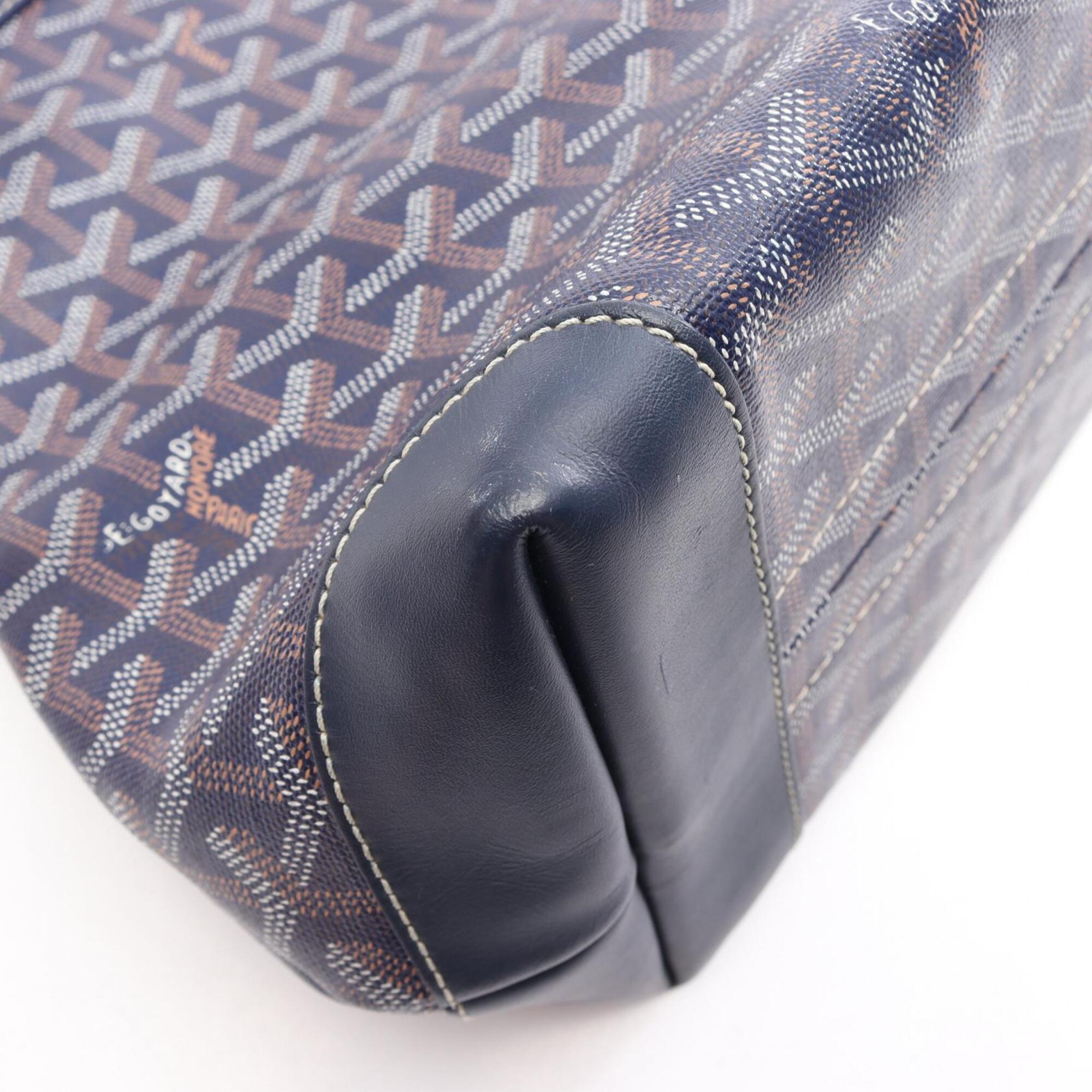 Goyard Multi-Color Navy Coated Canvas Leather Handbag Tote Bag (Pre-Owned)