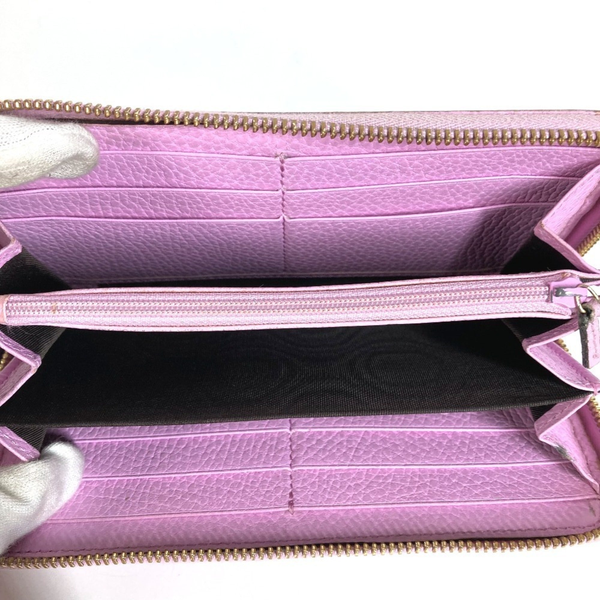 Gucci Pink Leather Long Wallet (Bi-Fold) (Pre-Owned)