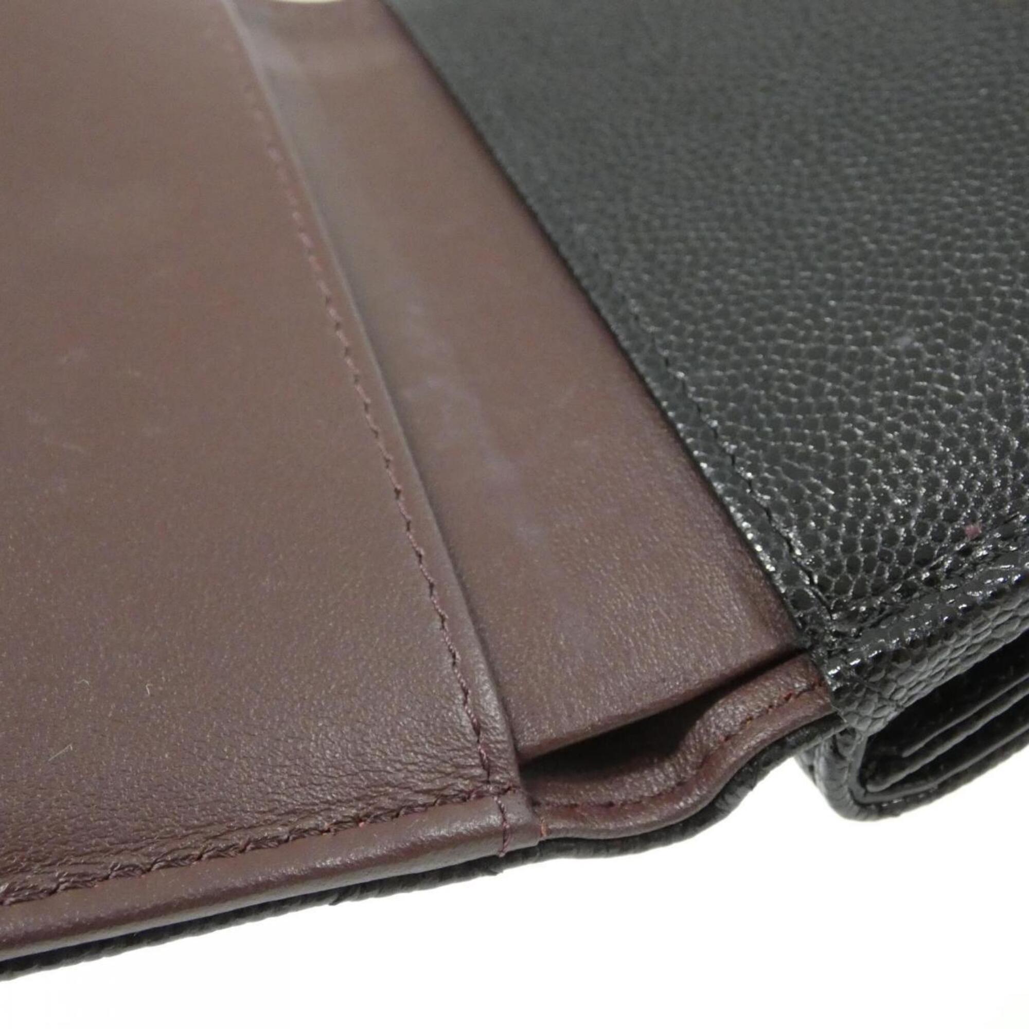 Chanel Black Grained Calfskin Wallet (Tri-Fold) (Pre-Owned)