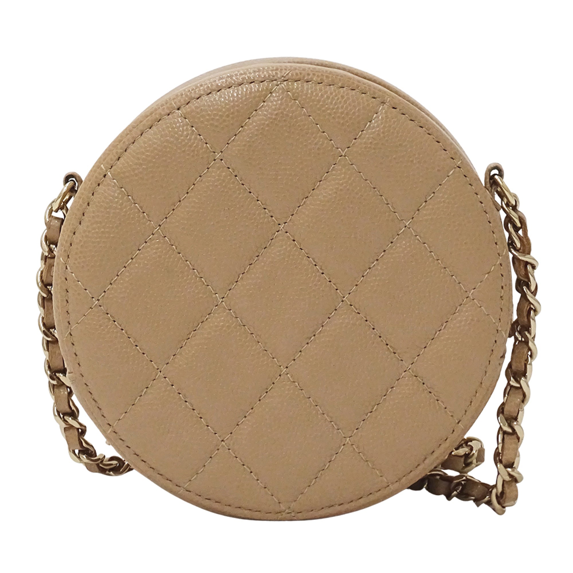 Chanel Beige Grained Calfskin Handbag Shoulder Bag (Pre-Owned)