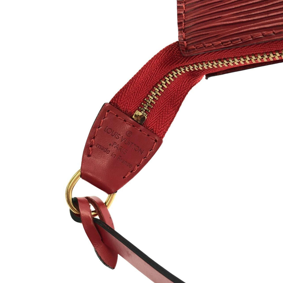 Louis Vuitton Red Color Leather Pochette Pouch (Pre-Owned)