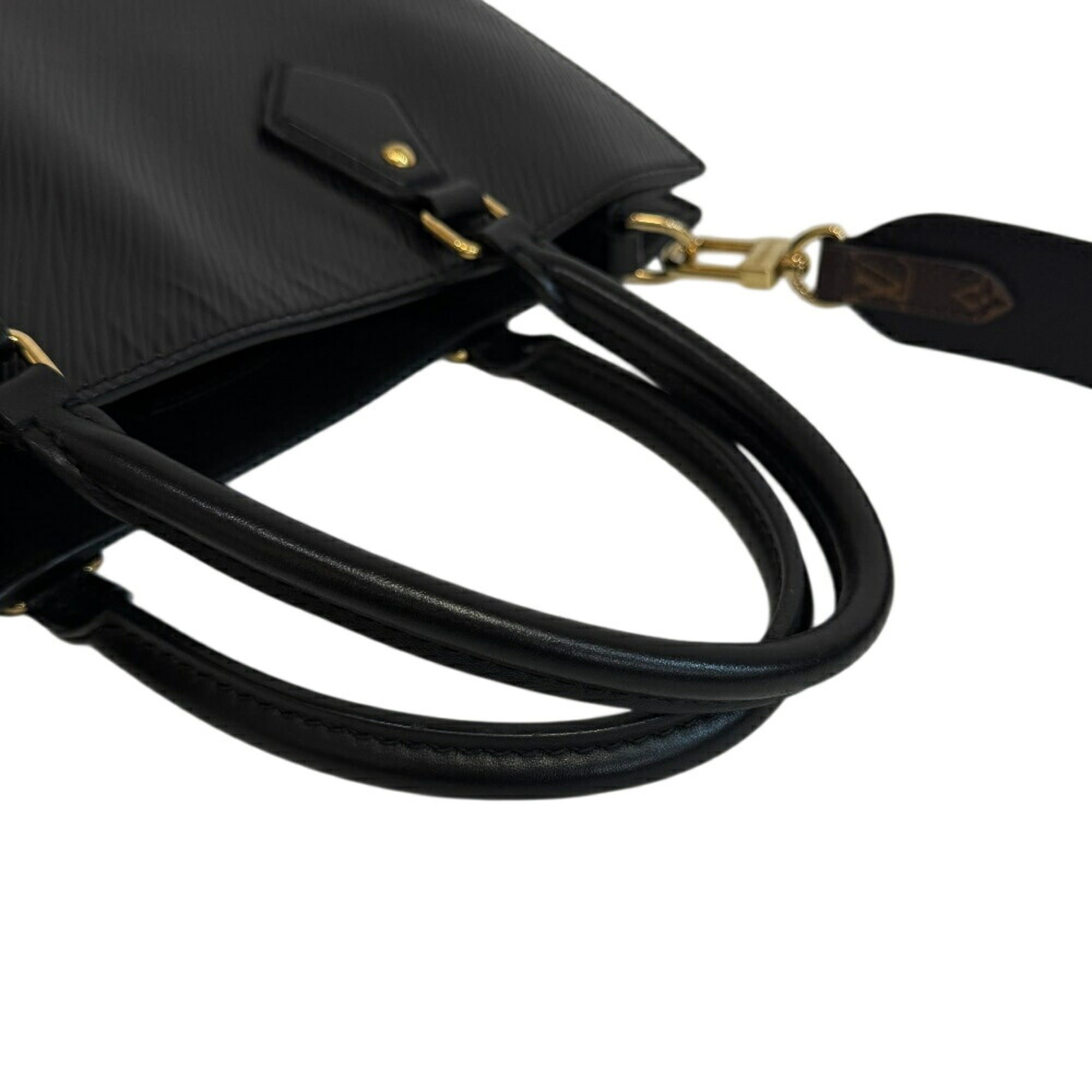 Louis Vuitton Black Leather Handbag Tote Bag (Pre-Owned)