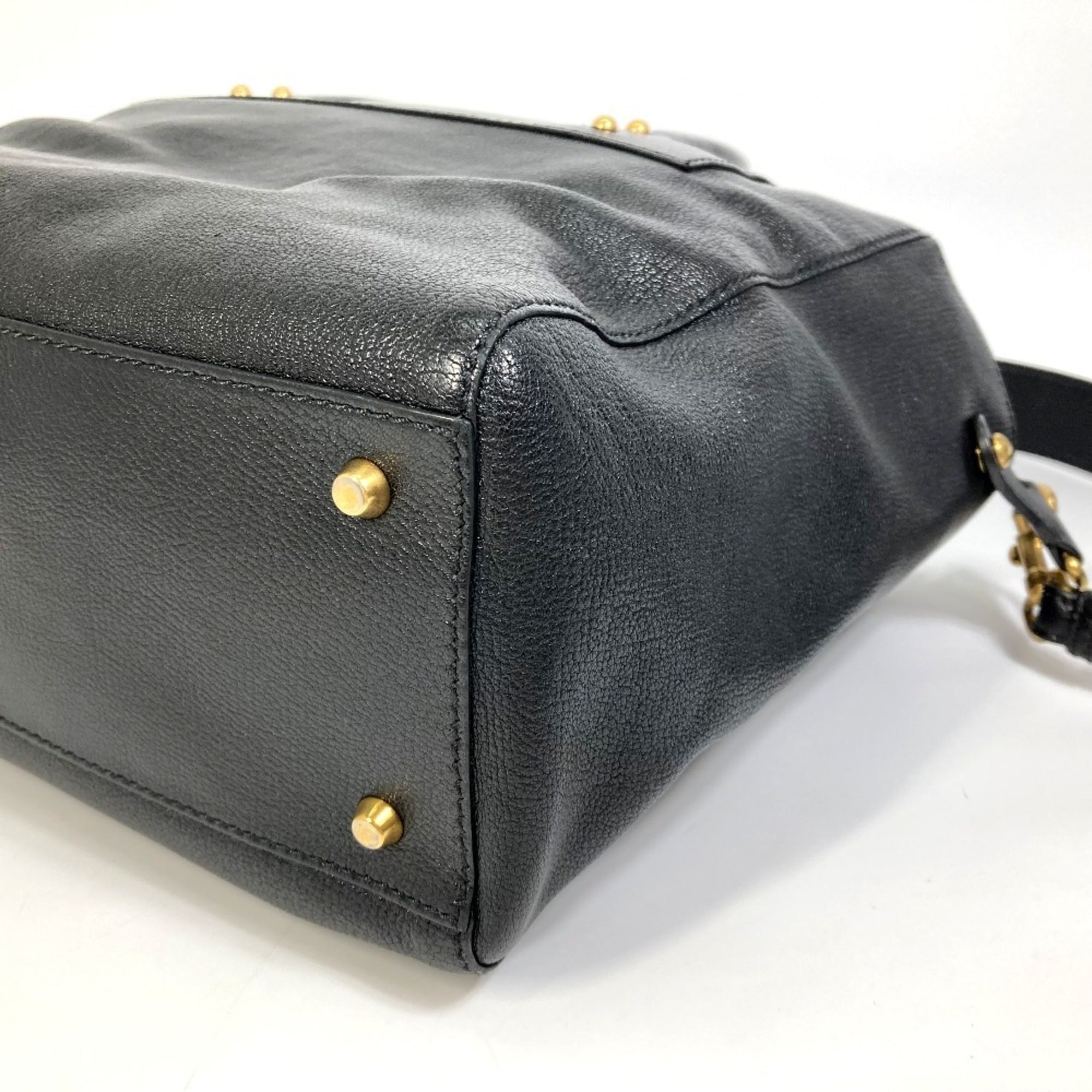 Christian Dior Black Leather Shoulder Bag Tote Bag (Pre-Owned)