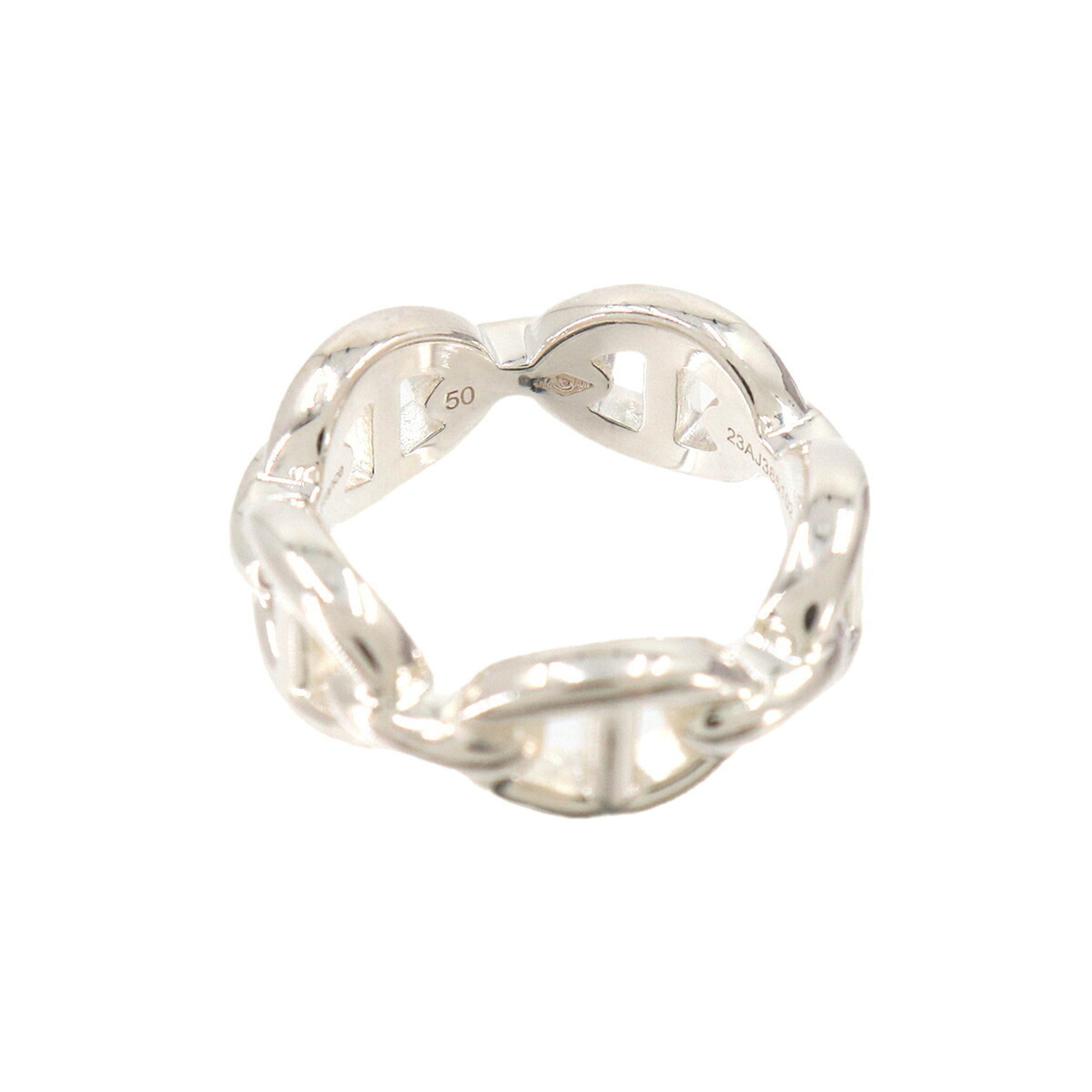Hermes Silver Silver 925 Band Ring (Pre-Owned)
