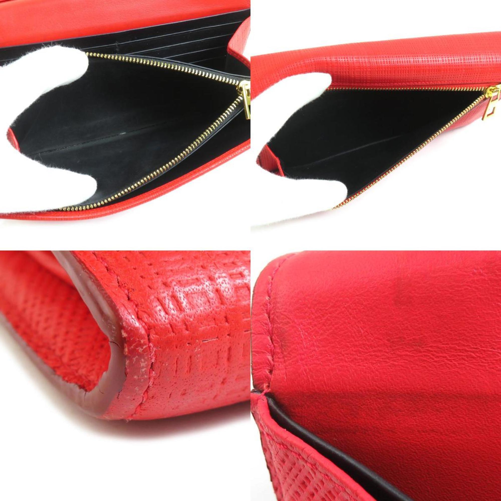 Loewe Red Color Leather Long Wallet (Bi-Fold) (Pre-Owned)