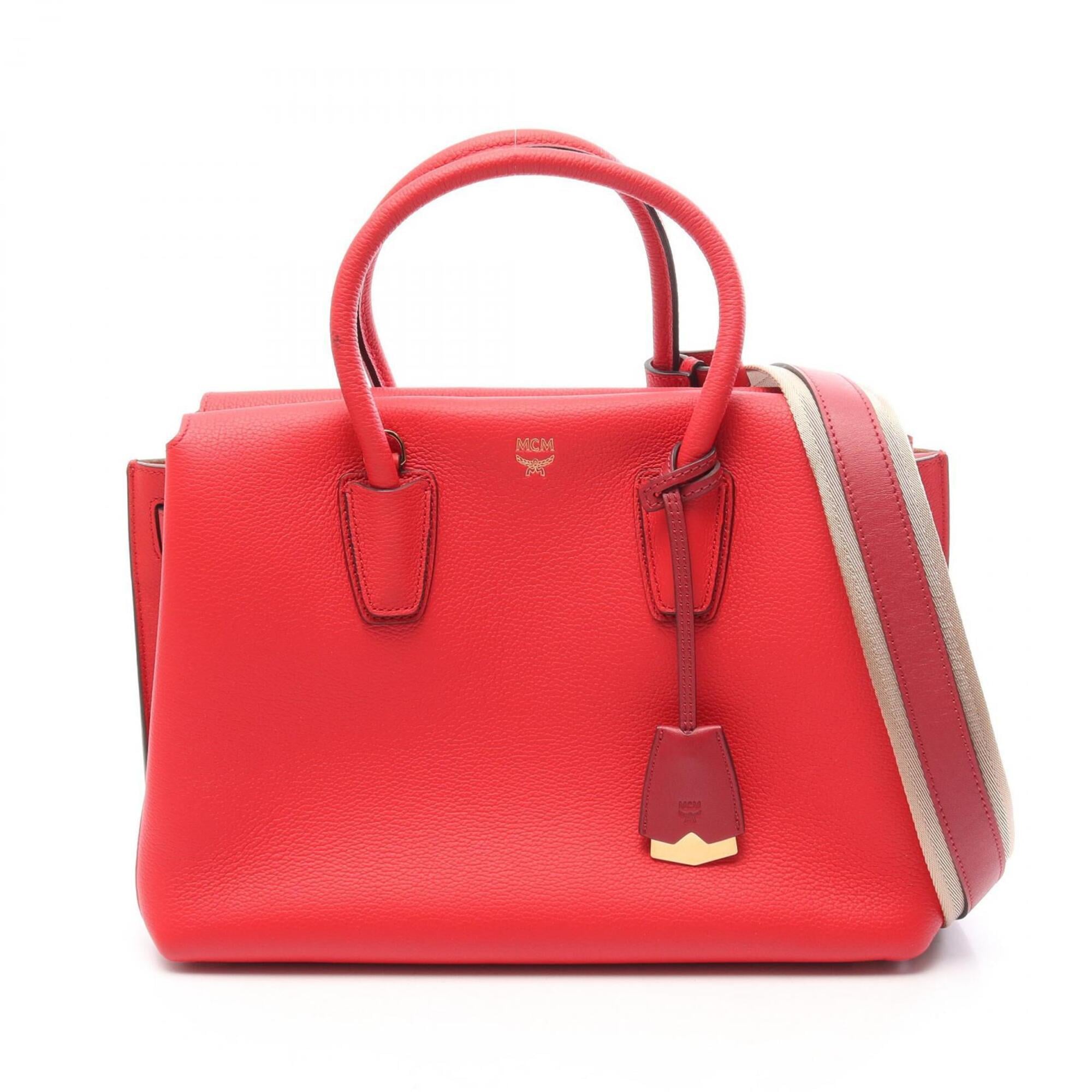 Mcm Red Color Leather Handbag (Pre-Owned)