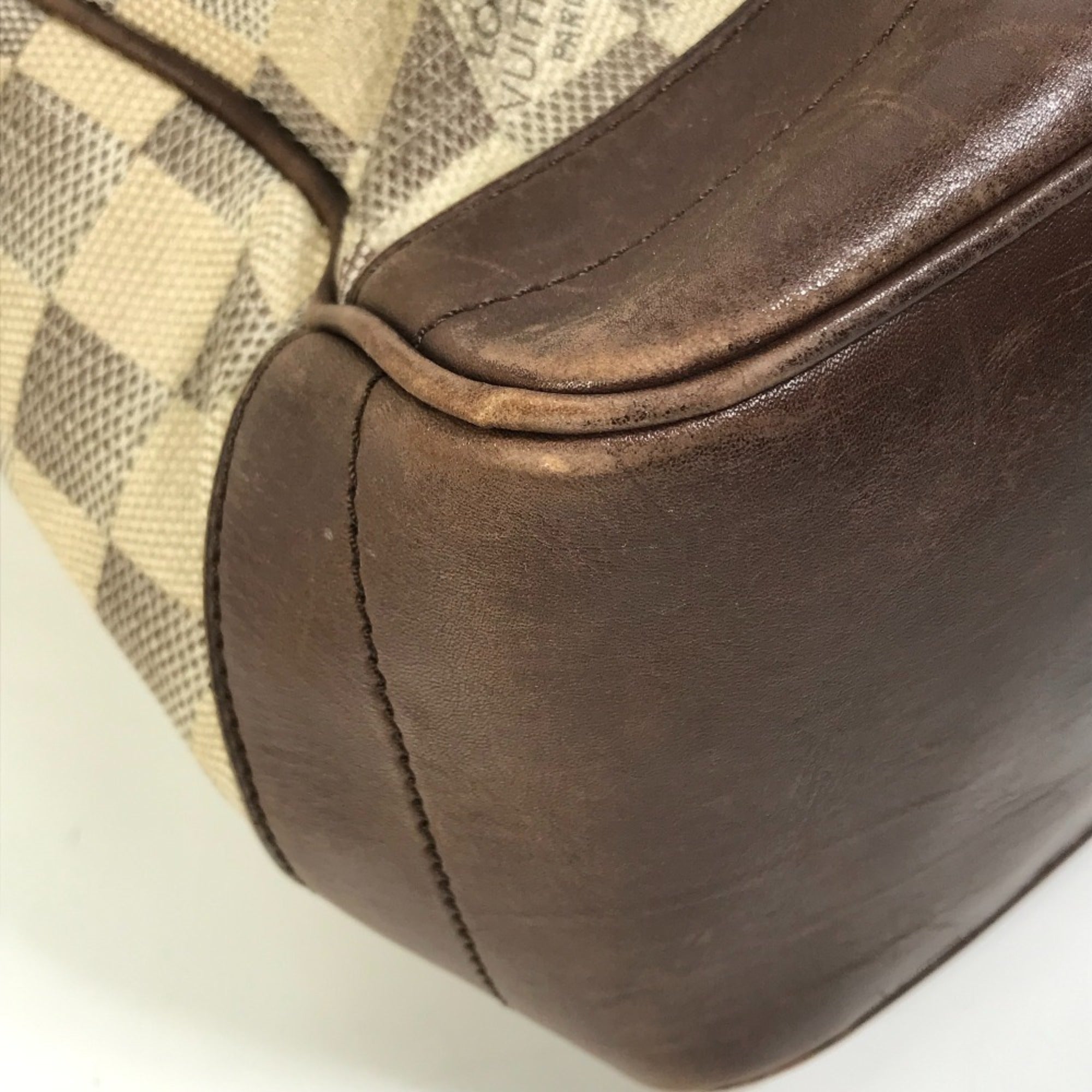 Louis Vuitton Brown White Canvas Shoulder Bag Tote Bag (Pre-Owned)
