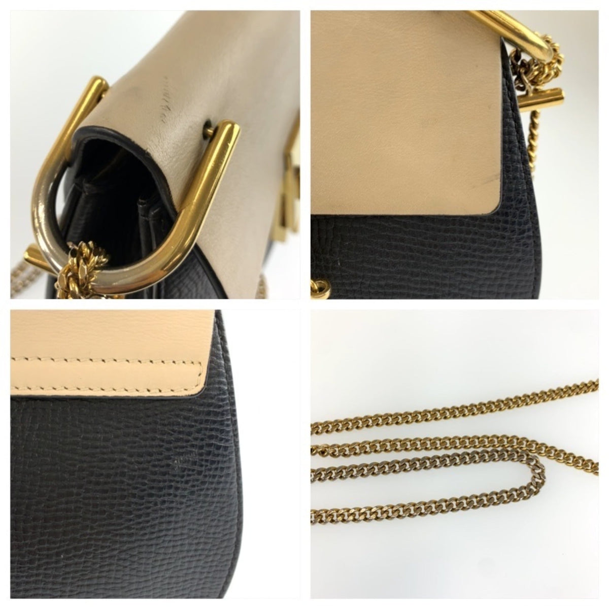 Chloé Beige Black Leather Pochette Shoulder Bag (Pre-Owned)