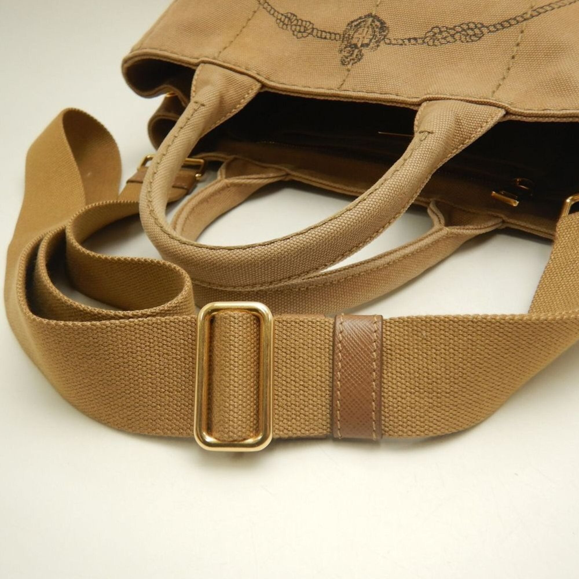 Prada Canapa Gold Canvas Tote Bag (Pre-Owned)