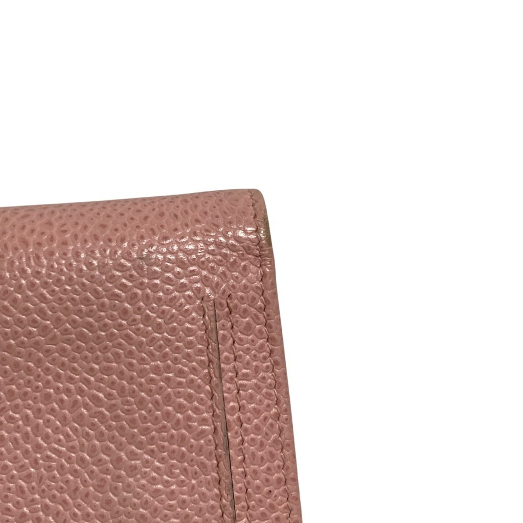 Chanel Pink Grained Calfskin Wallet (Tri-Fold) (Pre-Owned)
