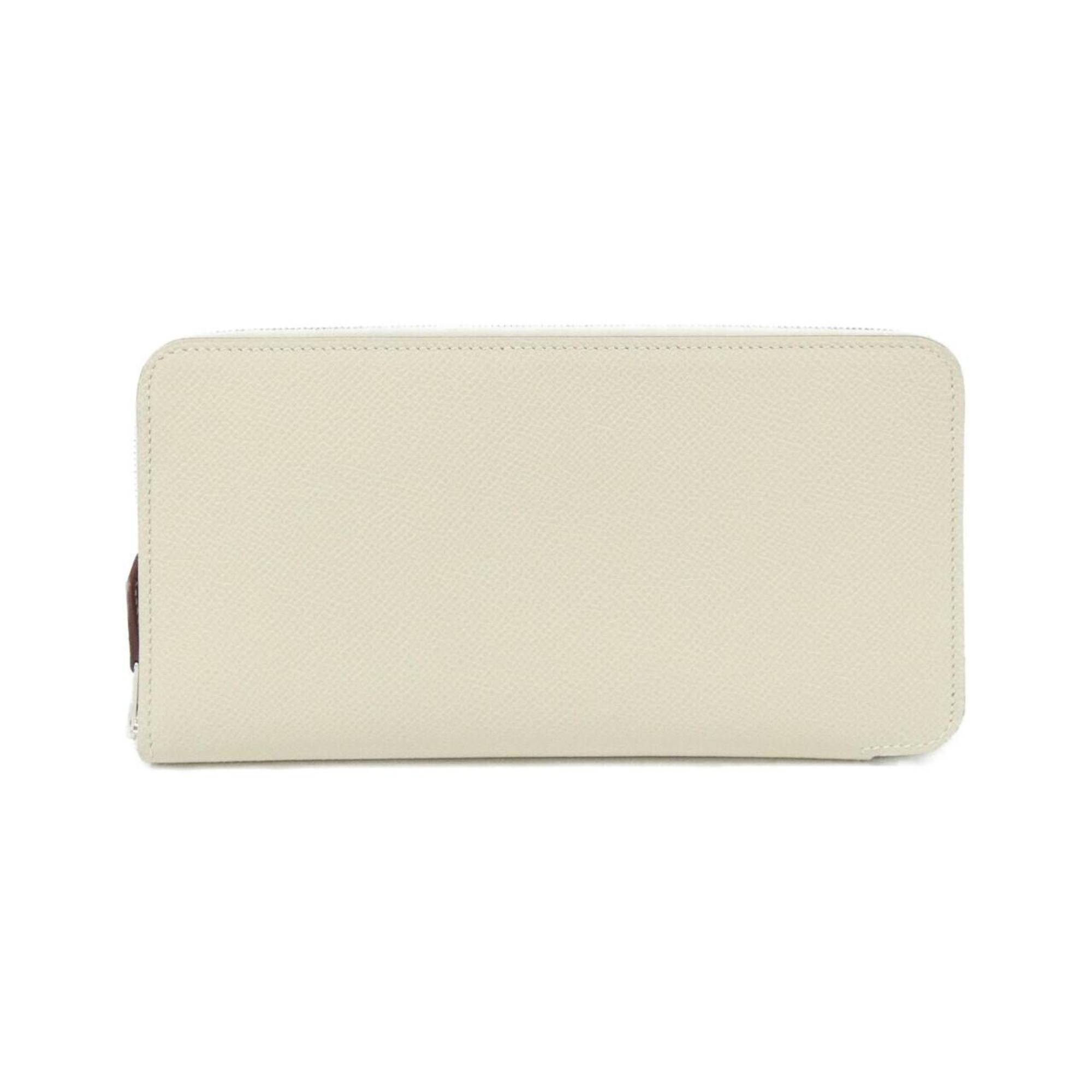 Hermes White Epsom Leather Silk Long Wallet (Bi-Fold) (Pre-Owned)