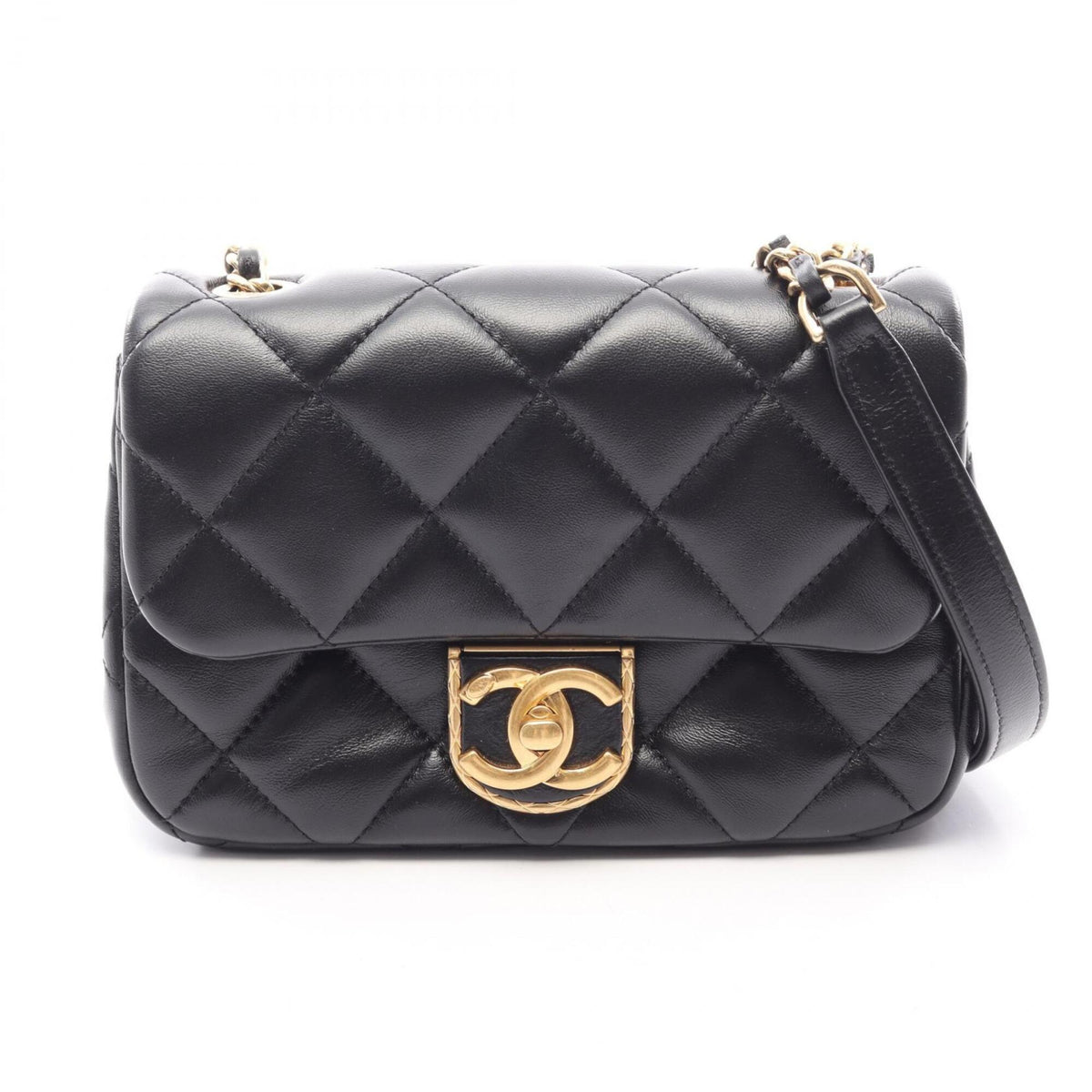 Chanel Black Leather Handbag Shoulder Bag (Pre-Owned)