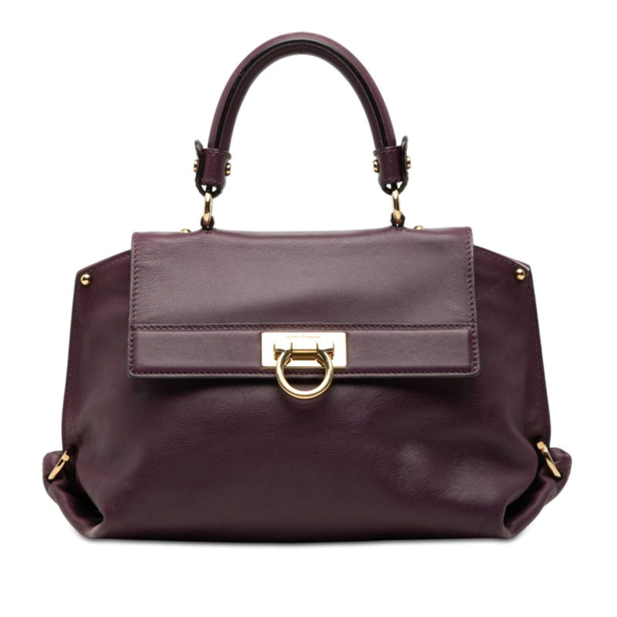 Salvatore Ferragamo Purple Leather Handbag (Pre-Owned)