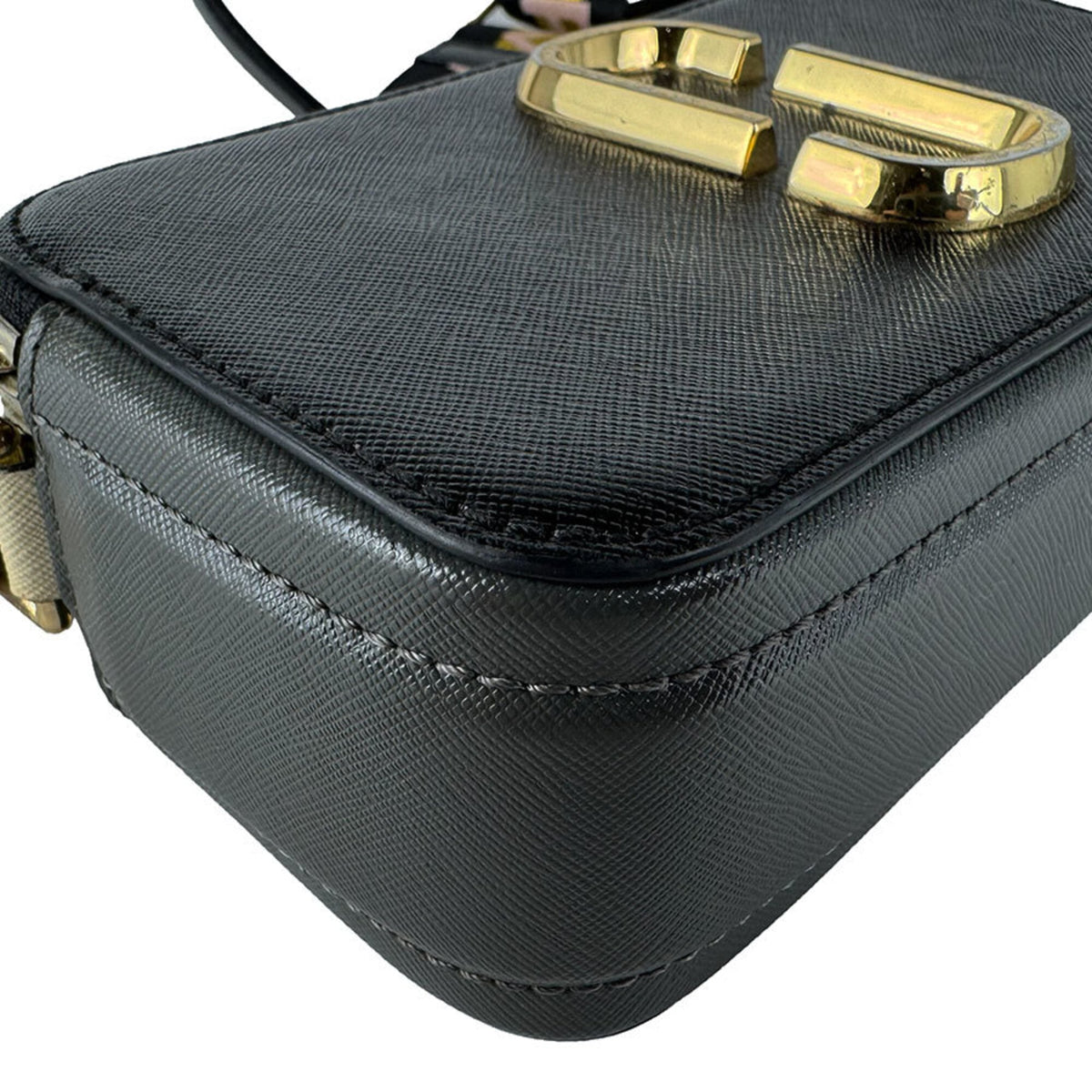 Marc Jacobs Black Gray Ivory Coated Canvas Shoulder Bag (Pre-Owned)