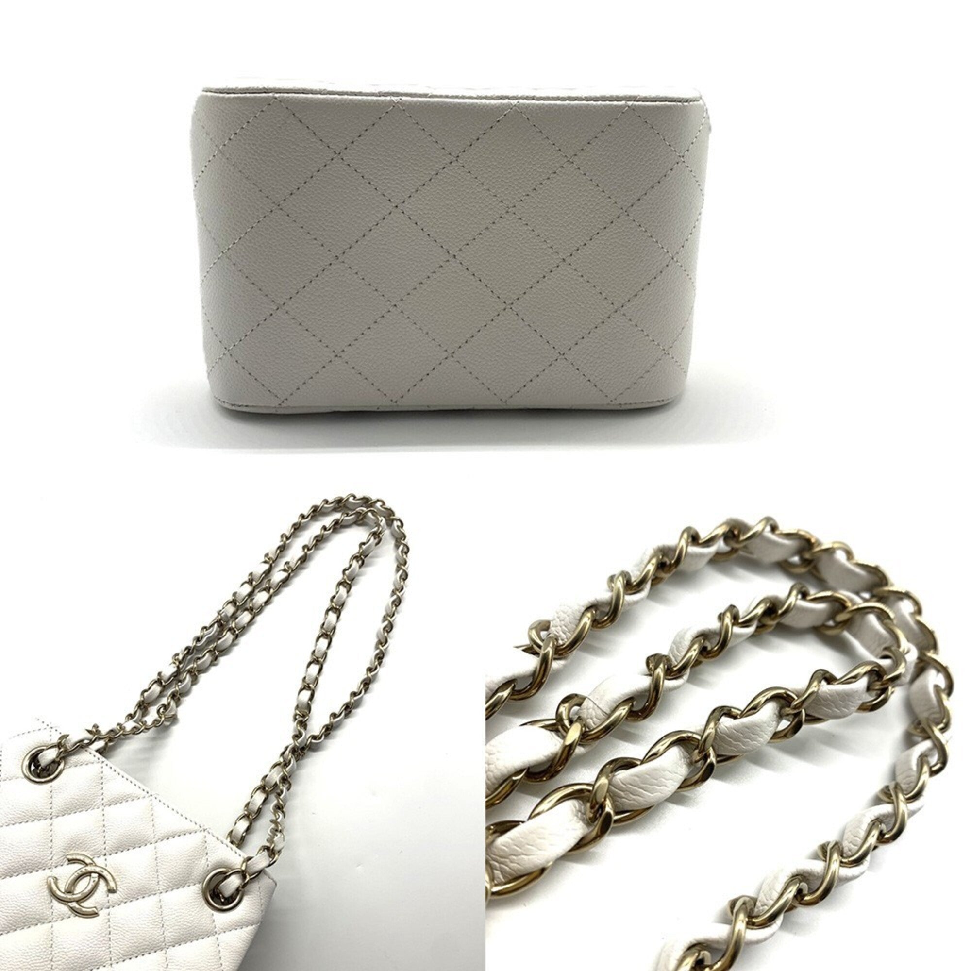 Chanel Matelasse White Grained Calfskin Shoulder Bag (Pre-Owned)