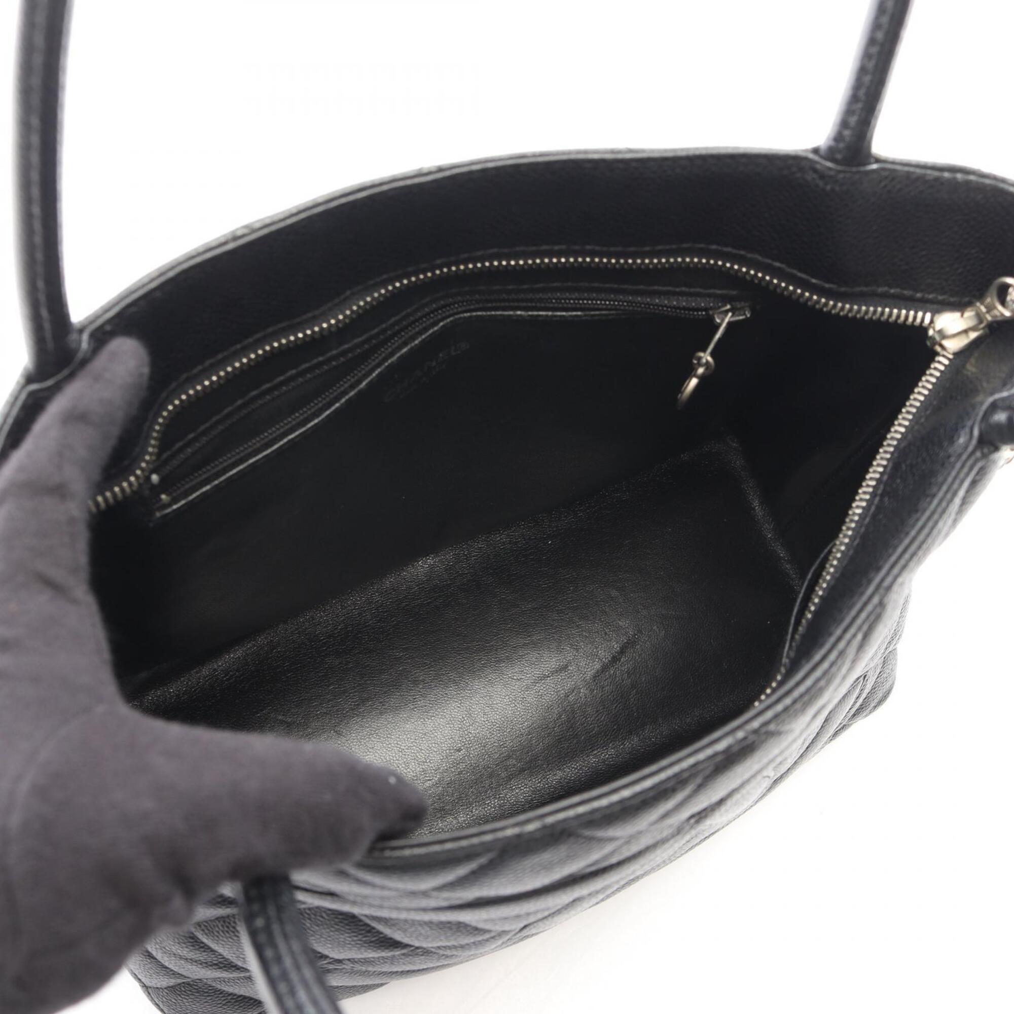 Chanel Black Grained Calfskin Handbag Tote Bag (Pre-Owned)