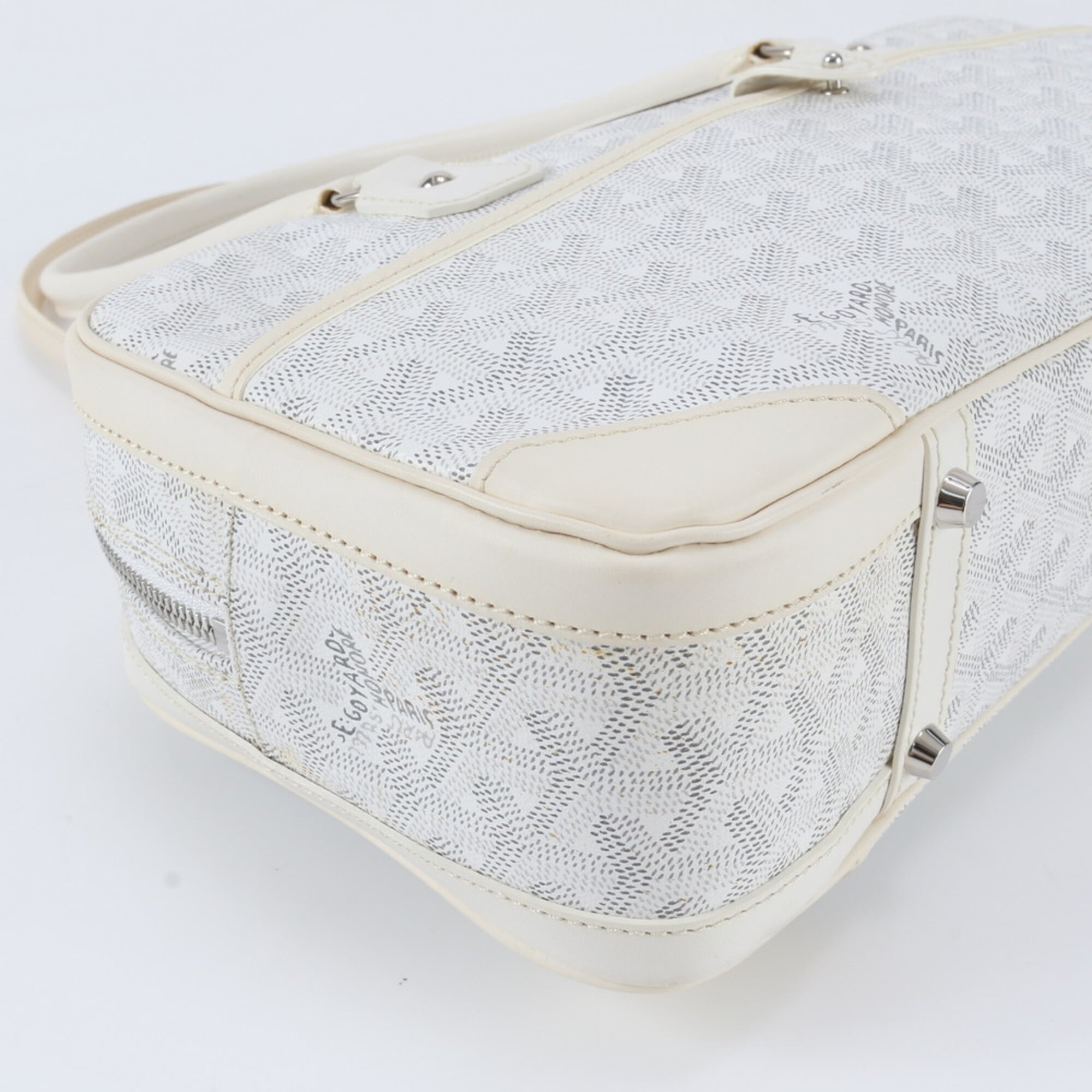 Goyard White Coated Canvas Leather Handbag Shoulder Bag Tote Bag (Pre-Owned)