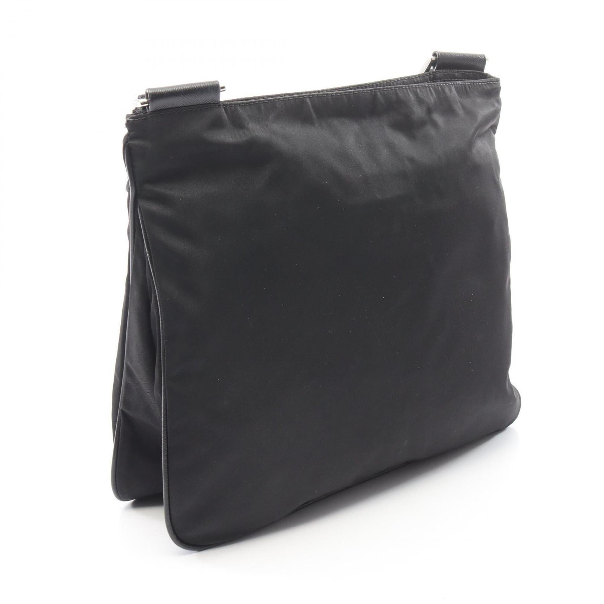 Prada Black Nylon Leather Handbag Shoulder Bag (Pre-Owned)