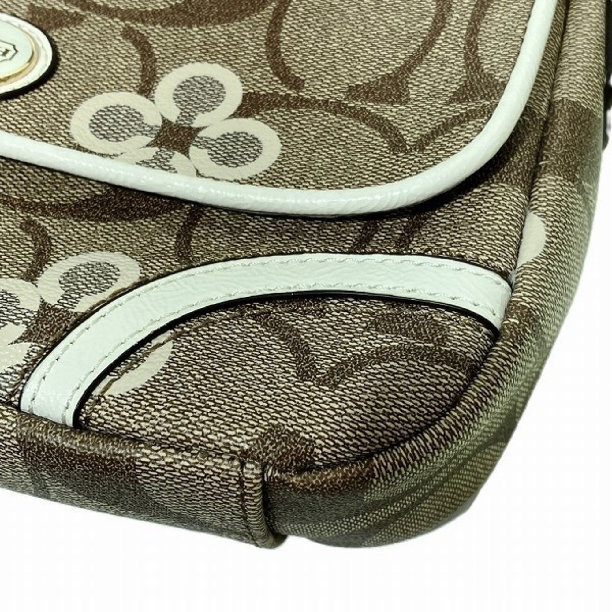 Coach Multi-Color White Pvc Coated Canvas Leather Shoulder Bag (Pre-Owned)