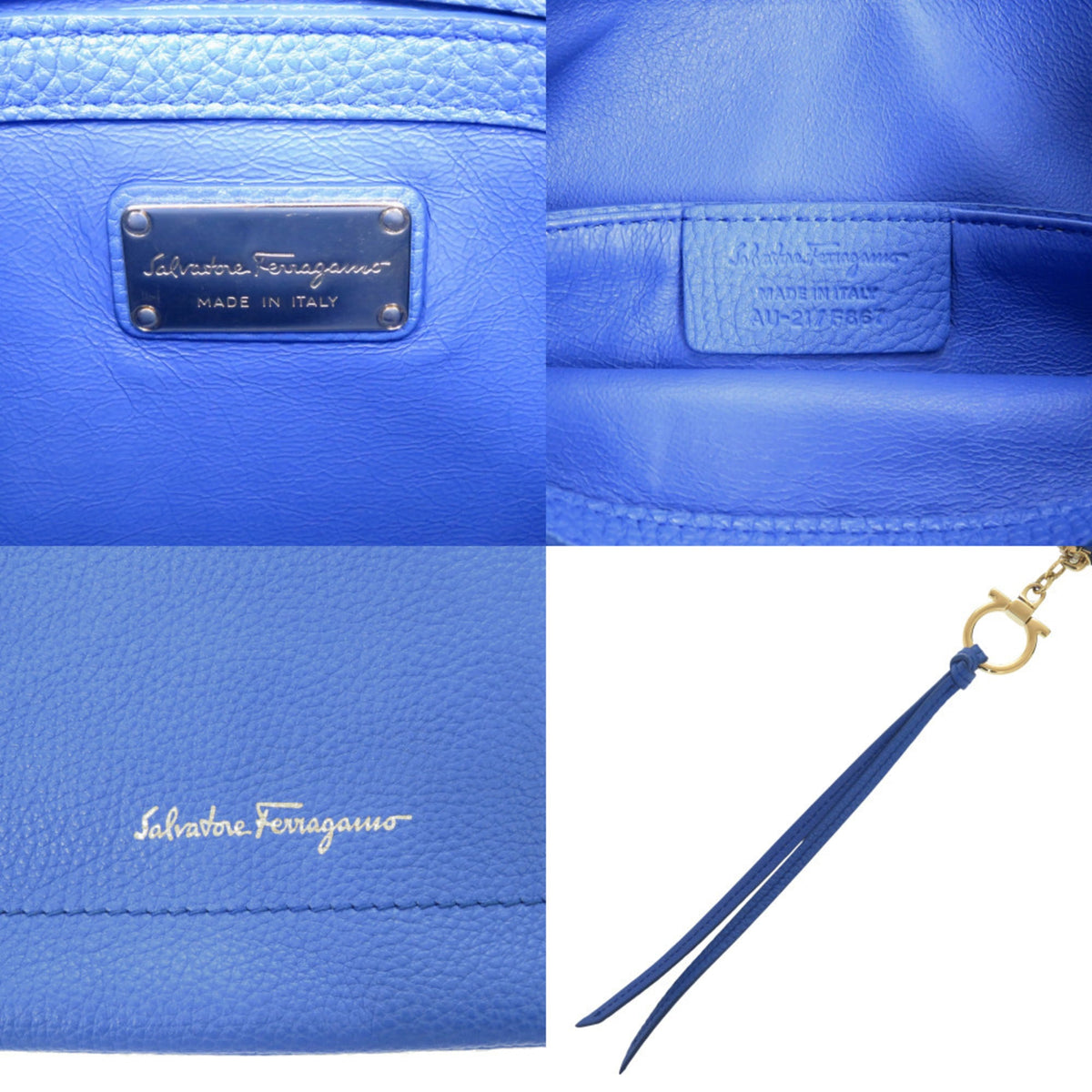 Salvatore Ferragamo Blue Leather Clutch Bag (Pre-Owned)