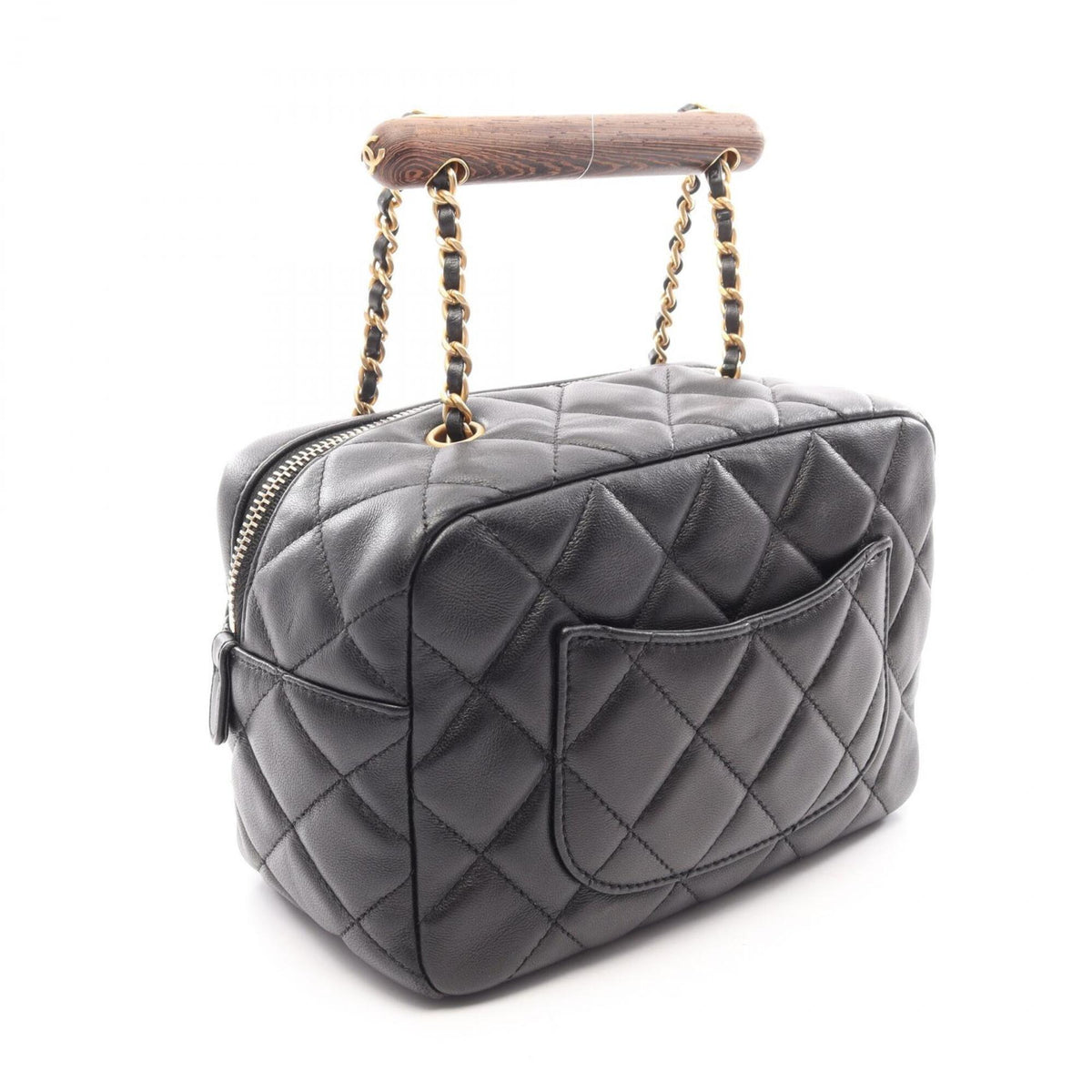 Chanel Black Leather Handbag Shoulder Bag (Pre-Owned)