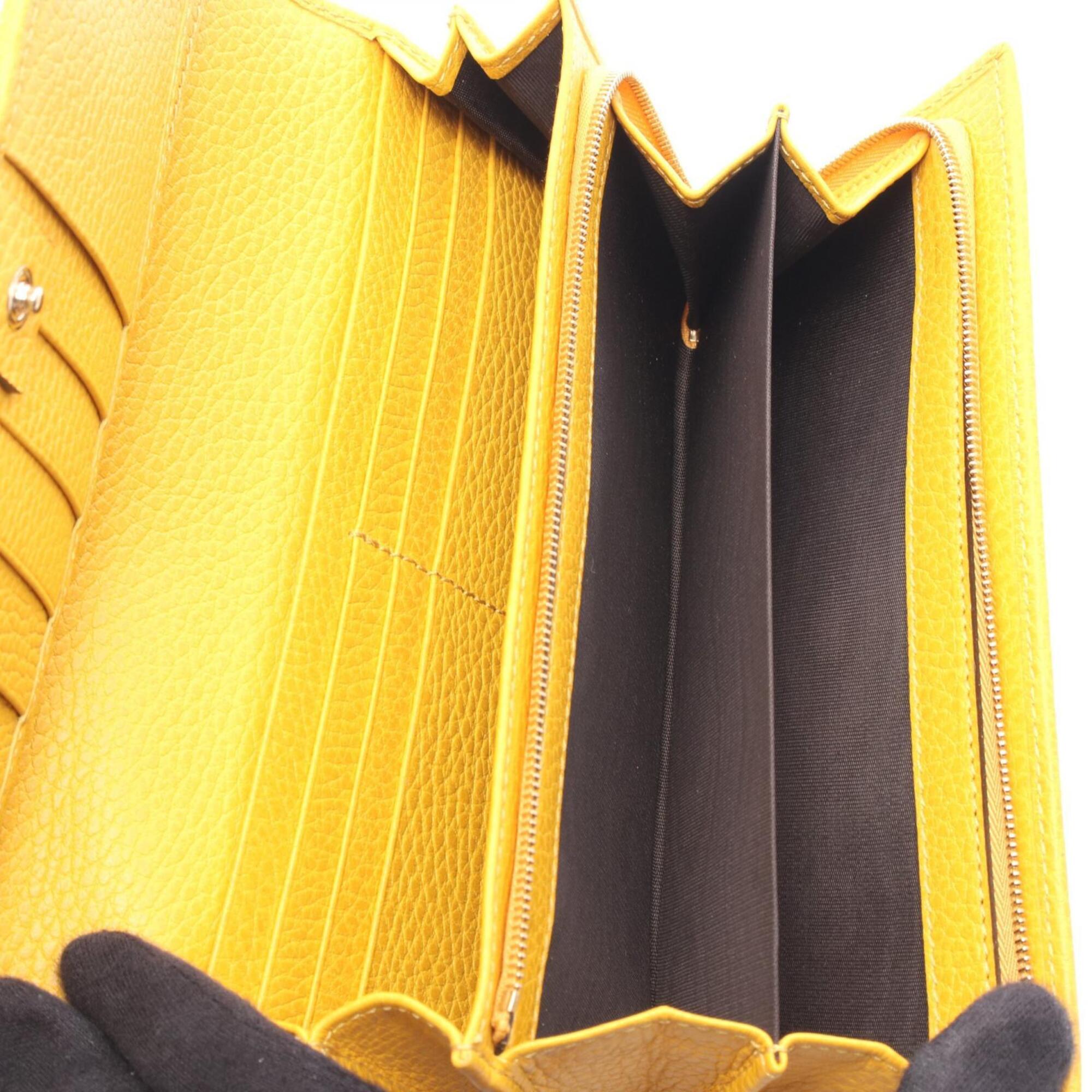 Gucci Yellow Leather Long Wallet (Bi-Fold) (Pre-Owned)