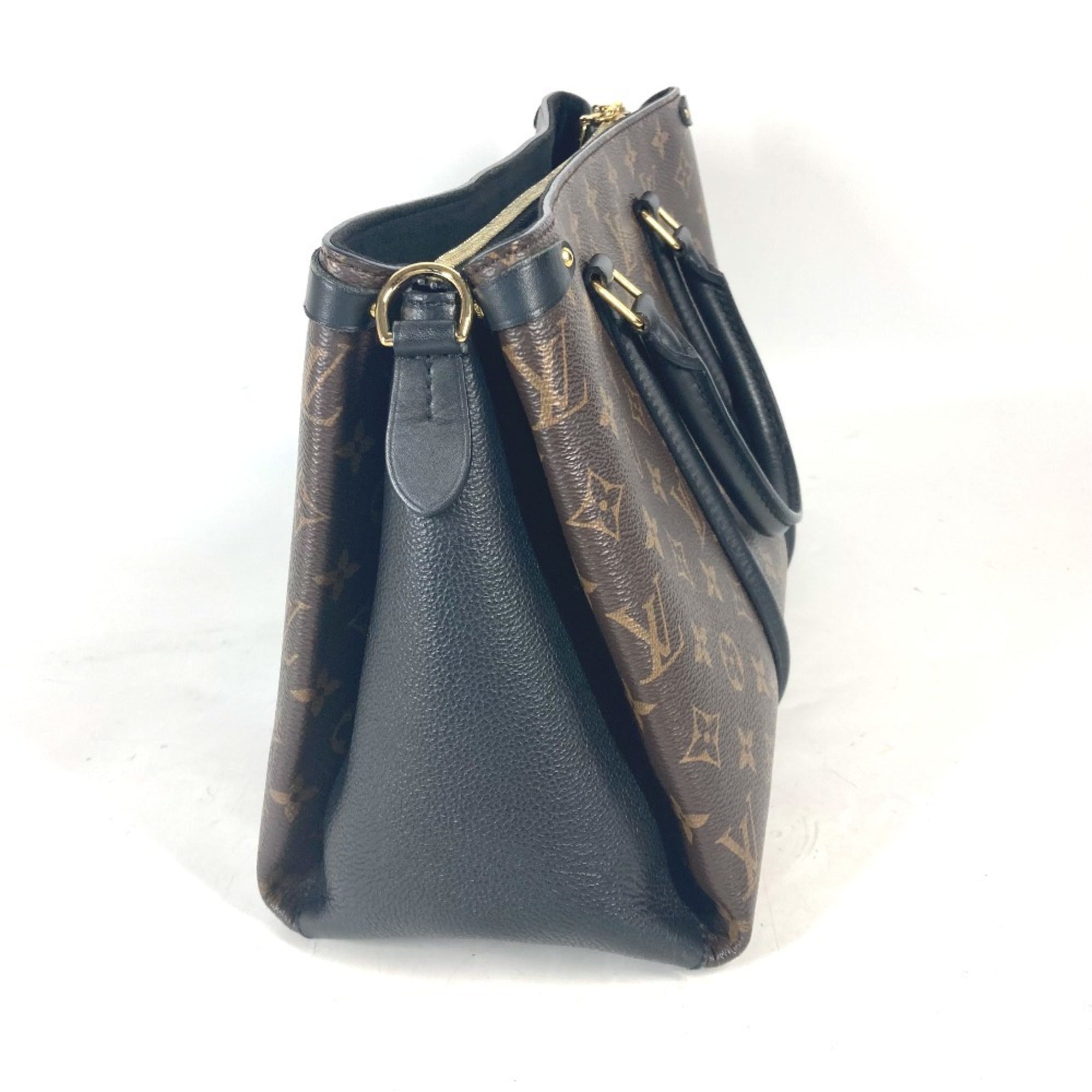 Louis Vuitton Black Brown Monogram Canvas Handbag Tote Bag (Pre-Owned)