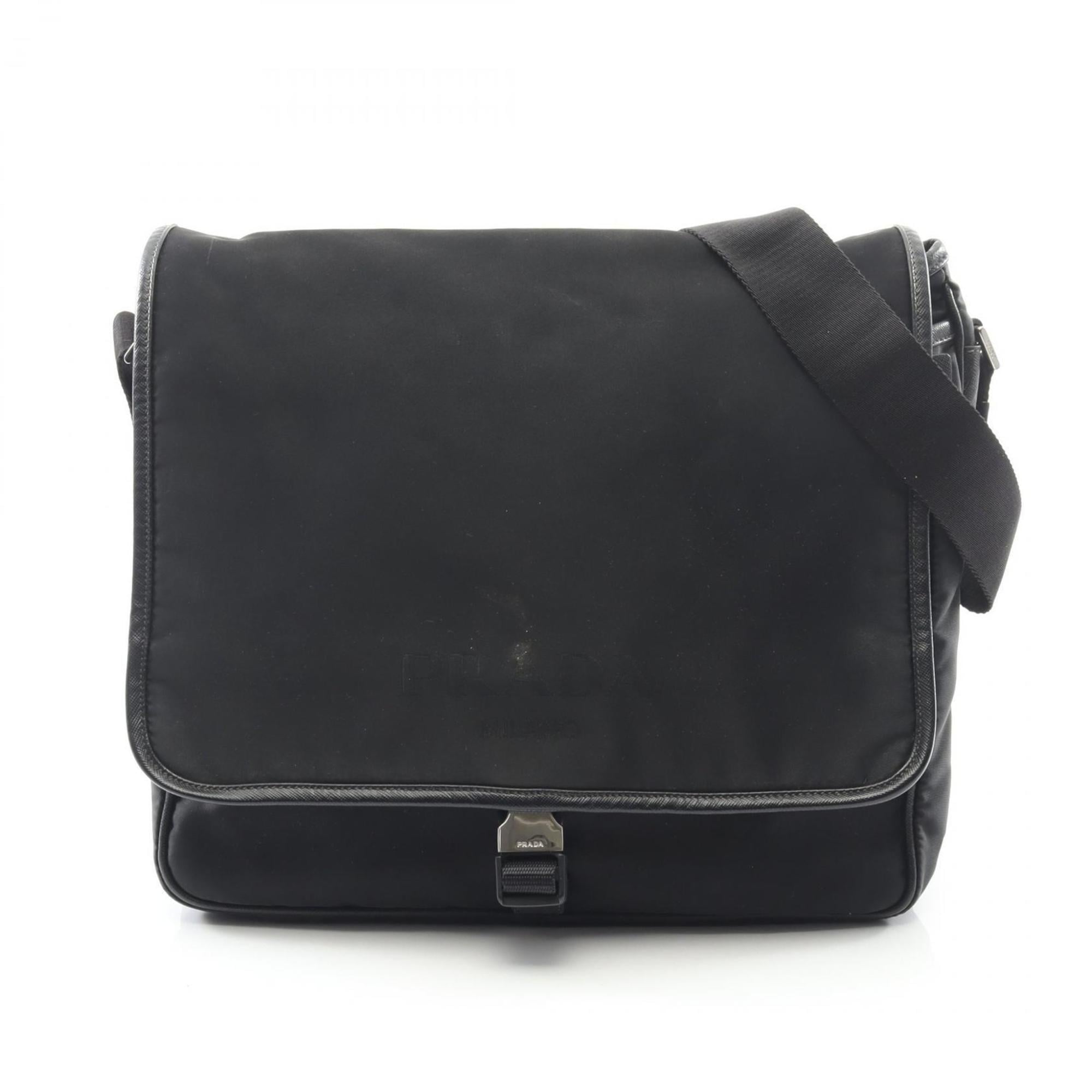 Prada Black Nylon Saffiano Triangle Shoulder Bag (Pre-Owned)