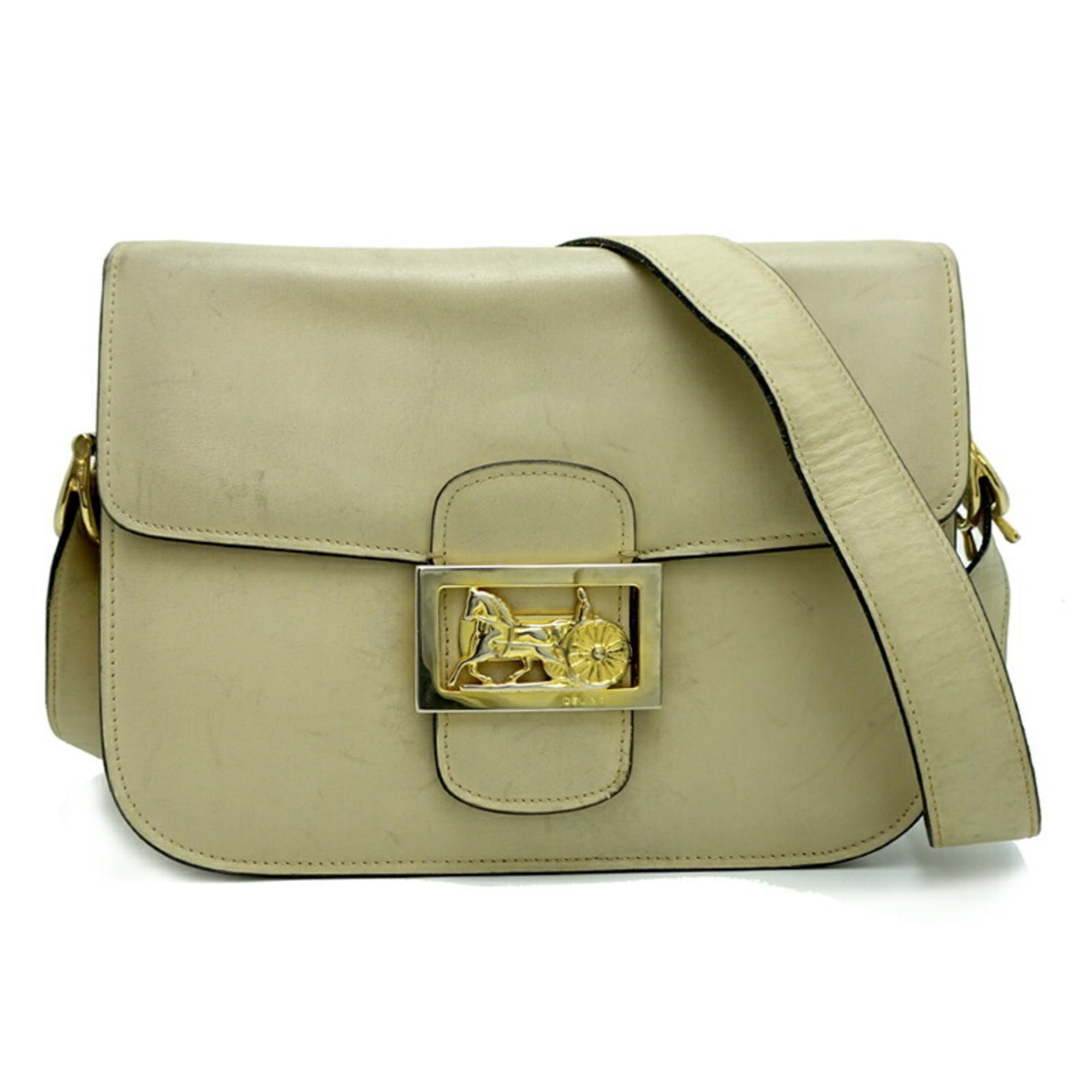 Celine Ivory Leather Shoulder Bag (Pre-Owned)