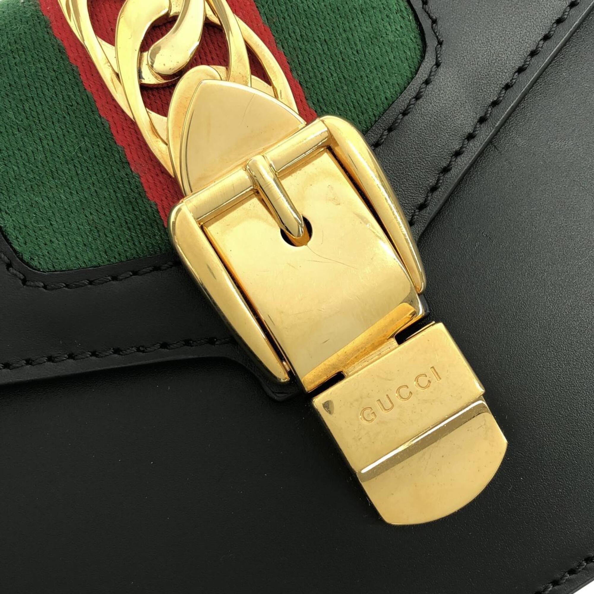 Gucci Sylvie Gold Leather Handbag (Pre-Owned)