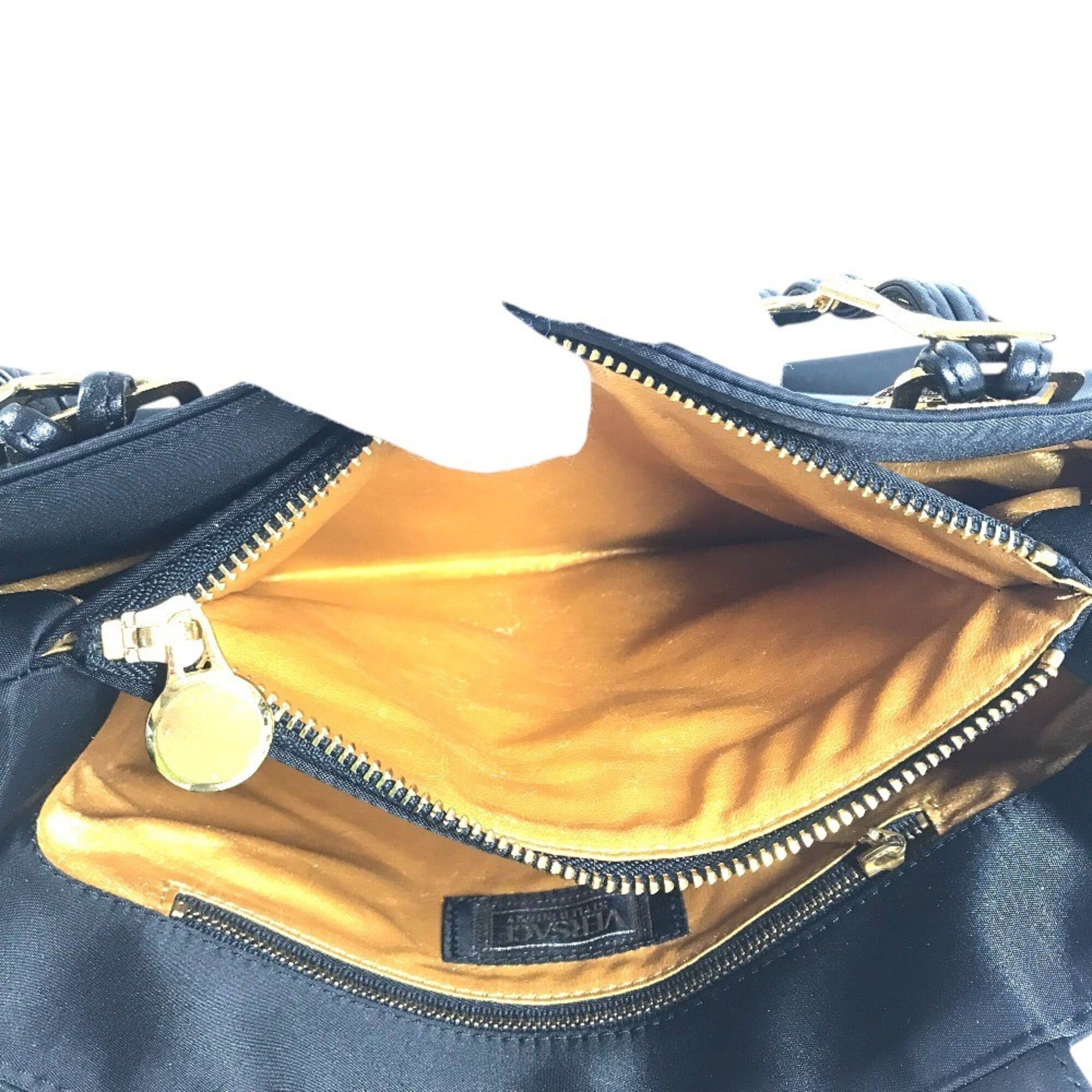 Versace Black Nylon Handbag Shoulder Bag (Pre-Owned)
