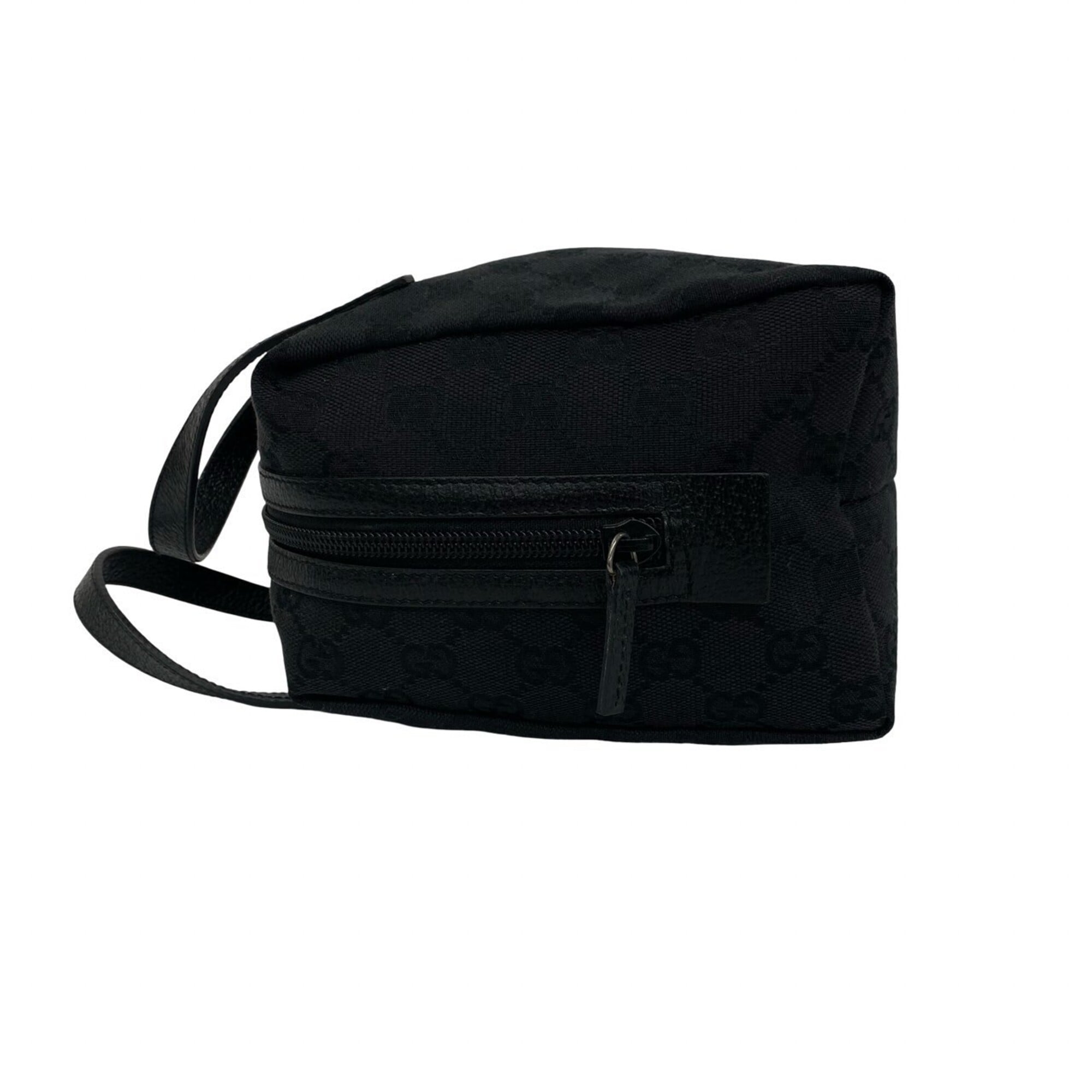 Gucci Black Canvas Leather Boston Bag Handbag Tote Bag (Pre-Owned)