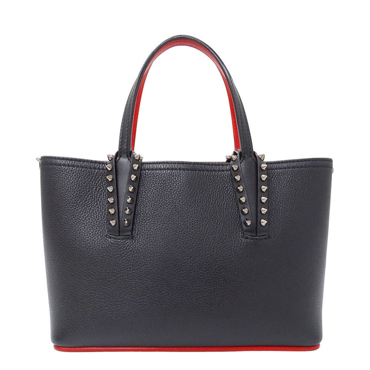 Christian Louboutin Black Red Color Leather Handbag Shoulder Bag (Pre-Owned)
