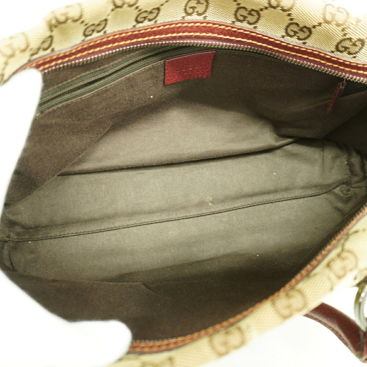 Gucci Beige Bordeaux Canvas Handbag (Pre-Owned)