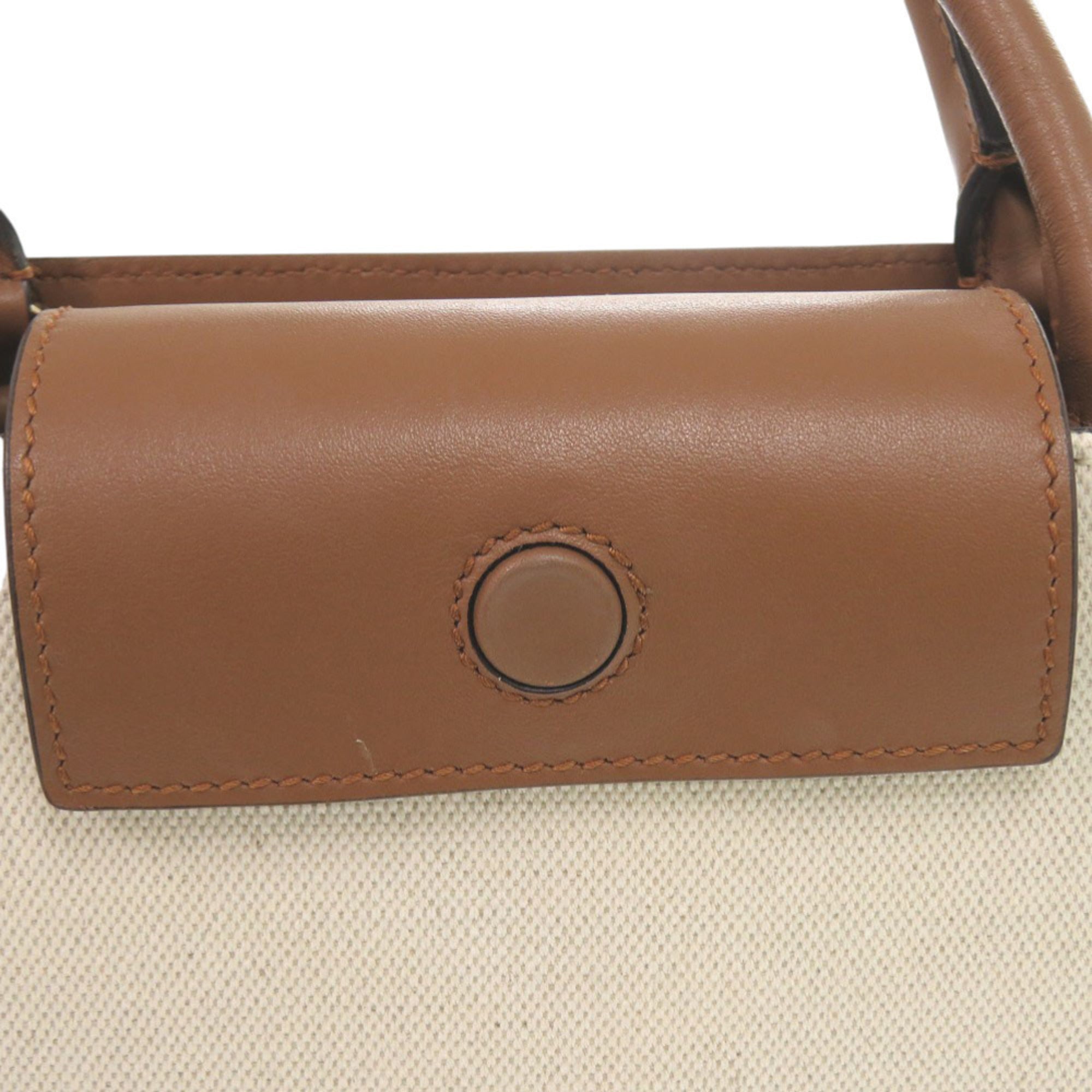 Jimmy Choo Brown Canvas Leather Shoulder Bag (Pre-Owned)