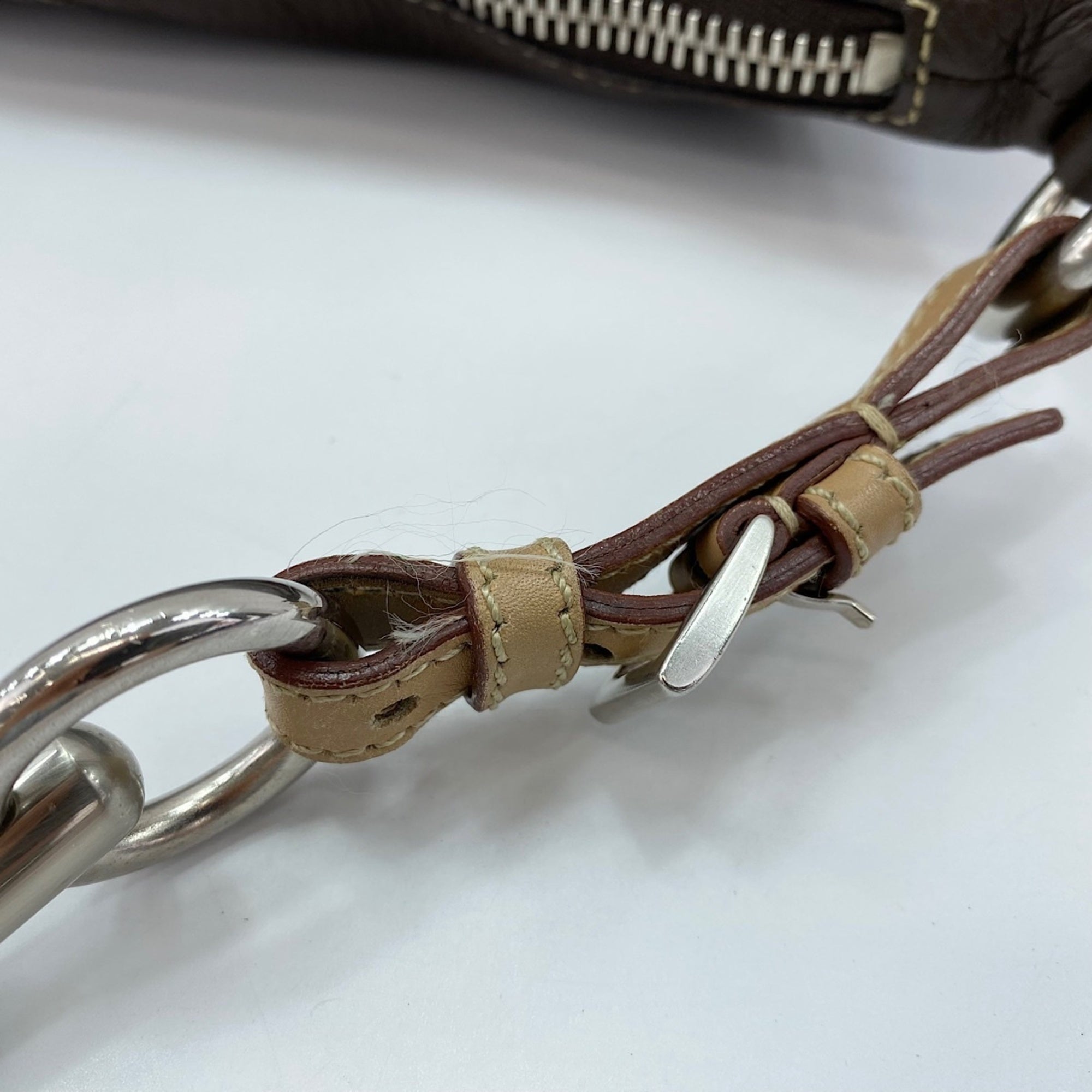 Prada Brown Leather Shoulder Bag (Pre-Owned)