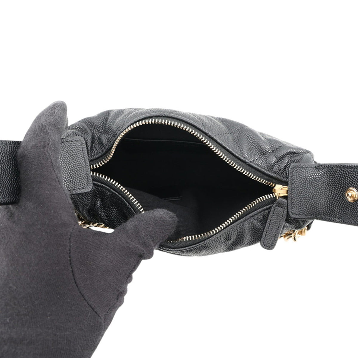 Chanel Black Grained Calfskin Handbag Pouch (Pre-Owned)
