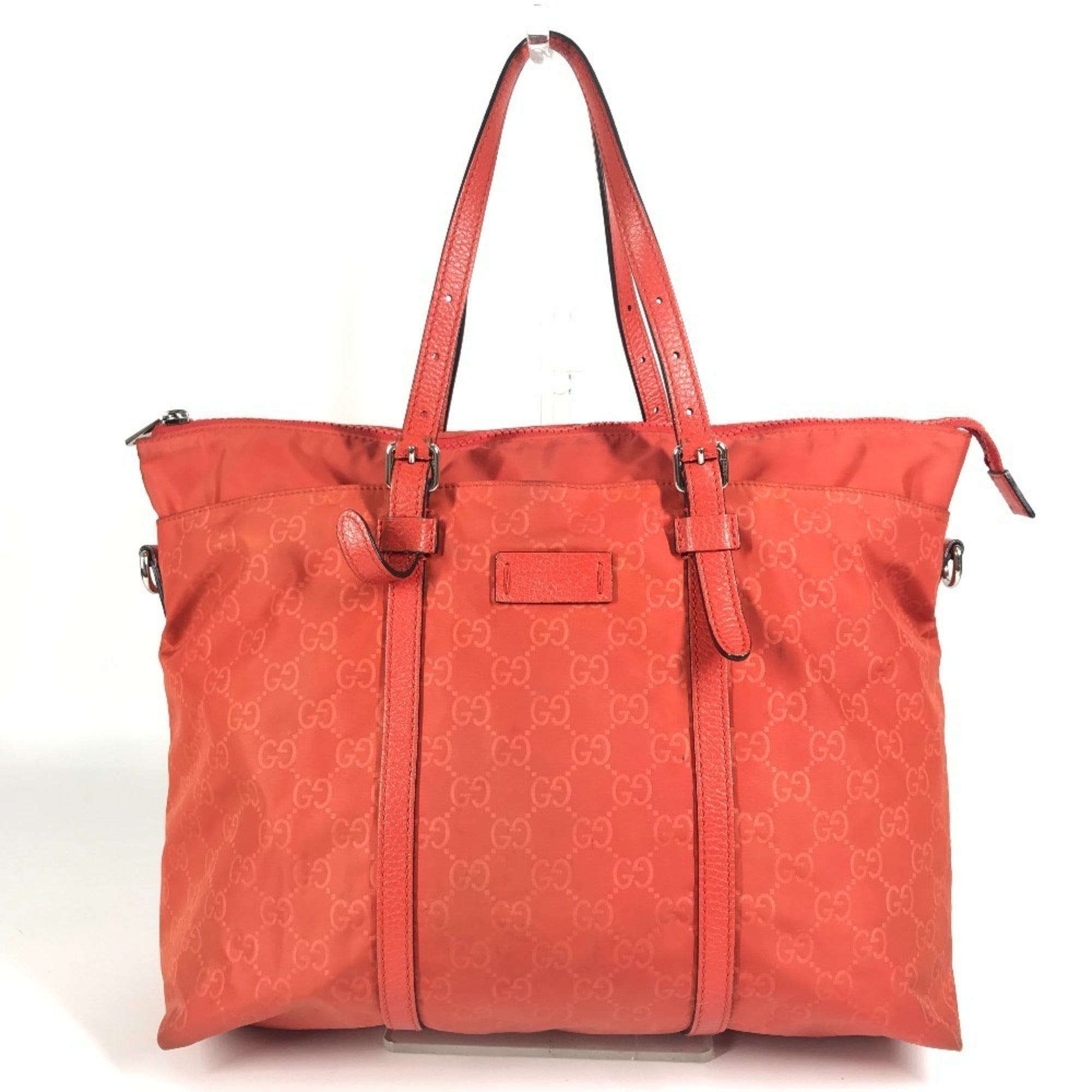 Gucci Orange Nylon Handbag Shoulder Bag Tote Bag (Pre-Owned)