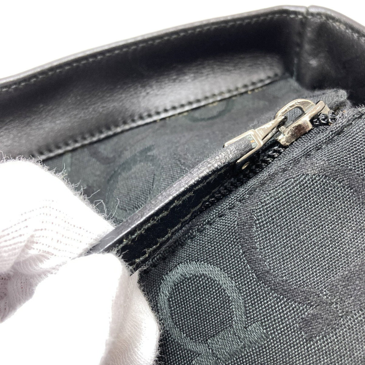 Salvatore Ferragamo Gancini Black Canvas Tote Bag (Pre-Owned)