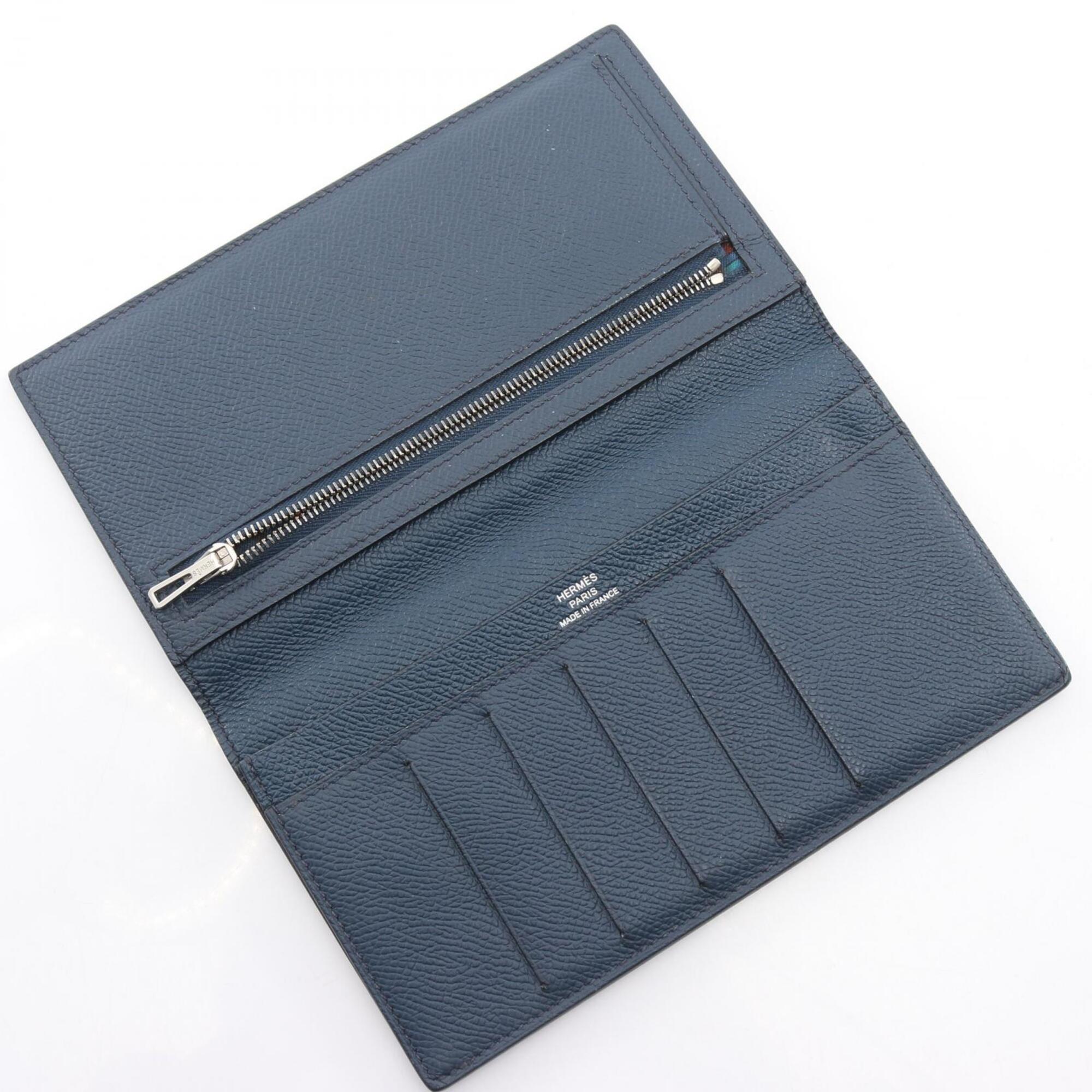 Hermes Navy Epsom Leather Leather Long Wallet (Bi-Fold) (Pre-Owned)