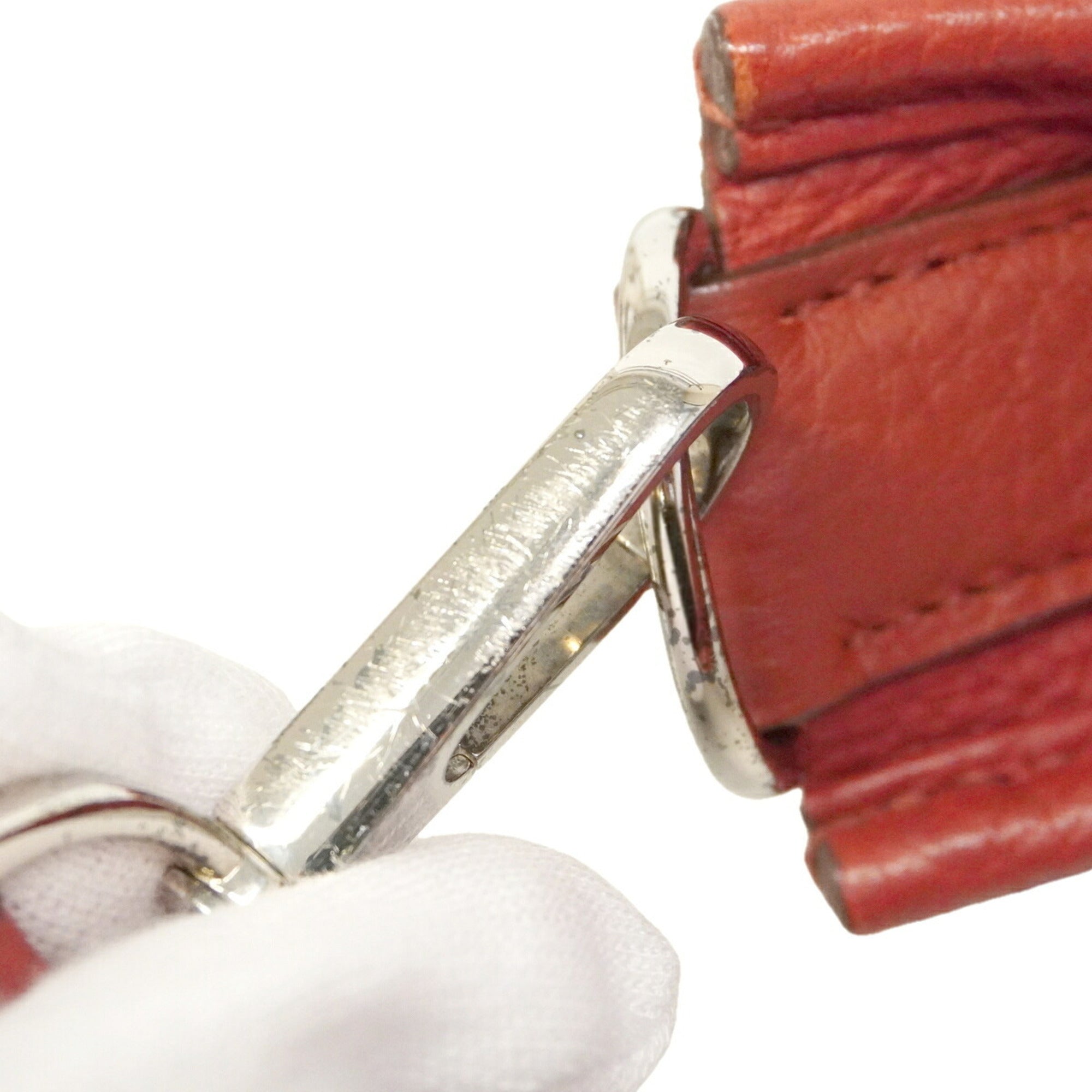 Hermes Rouge Casaque Taurillon Clemence Leather Shoulder Bag (Pre-Owned)
