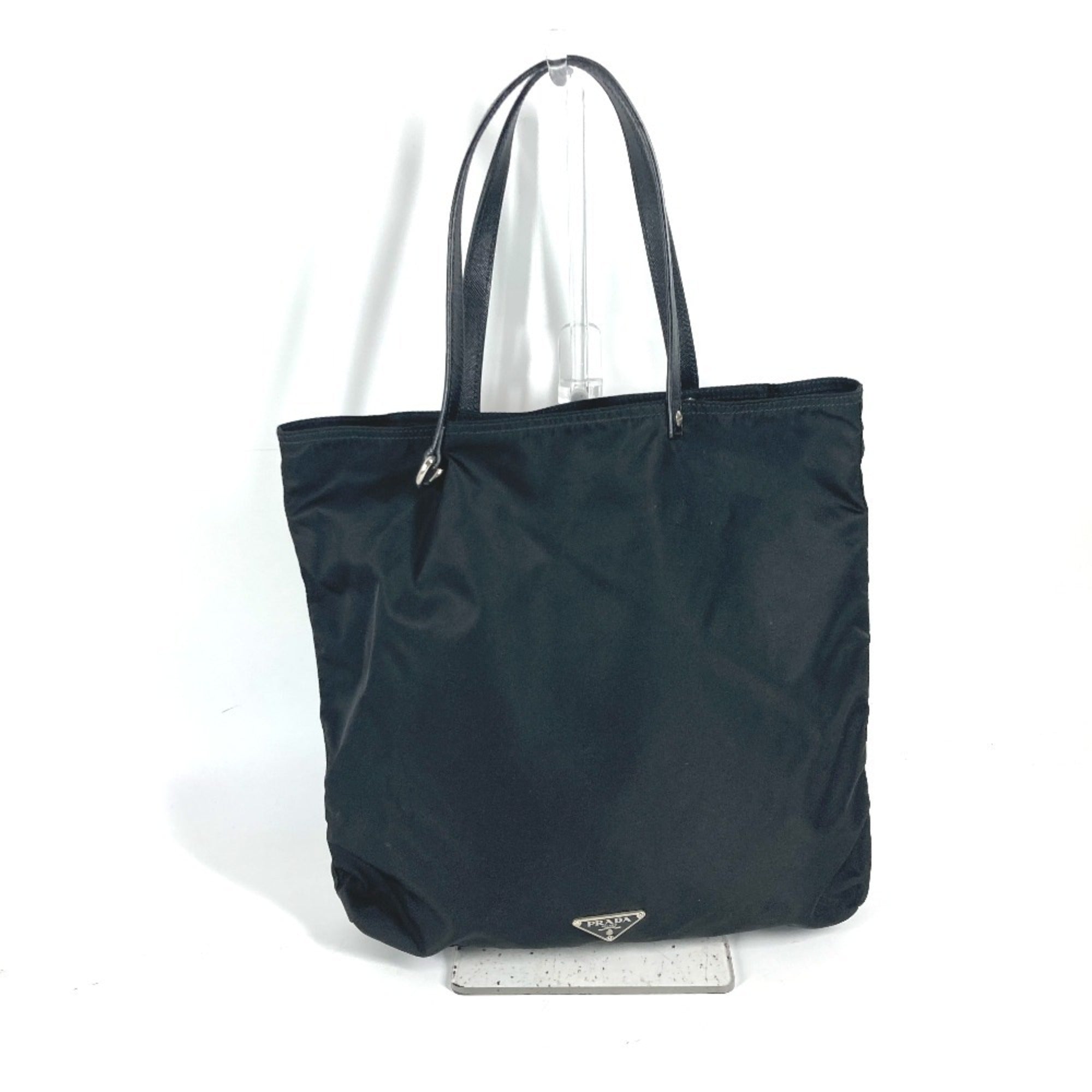 Prada Black Multi-Color Nylon Leather Handbag Shoulder Bag Tote Bag (Pre-Owned)