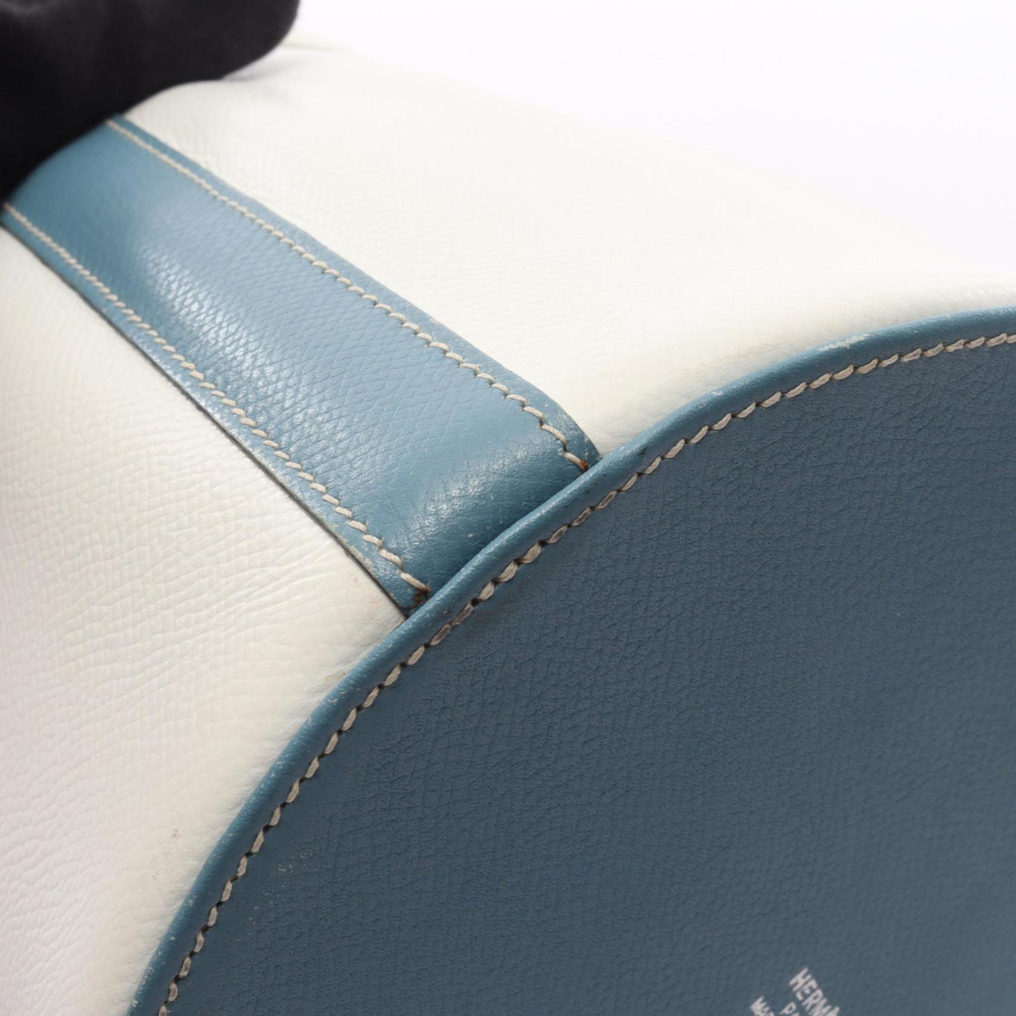 Hermes Blue White Epsom Leather Leather Handbag Shoulder Bag (Pre-Owned)