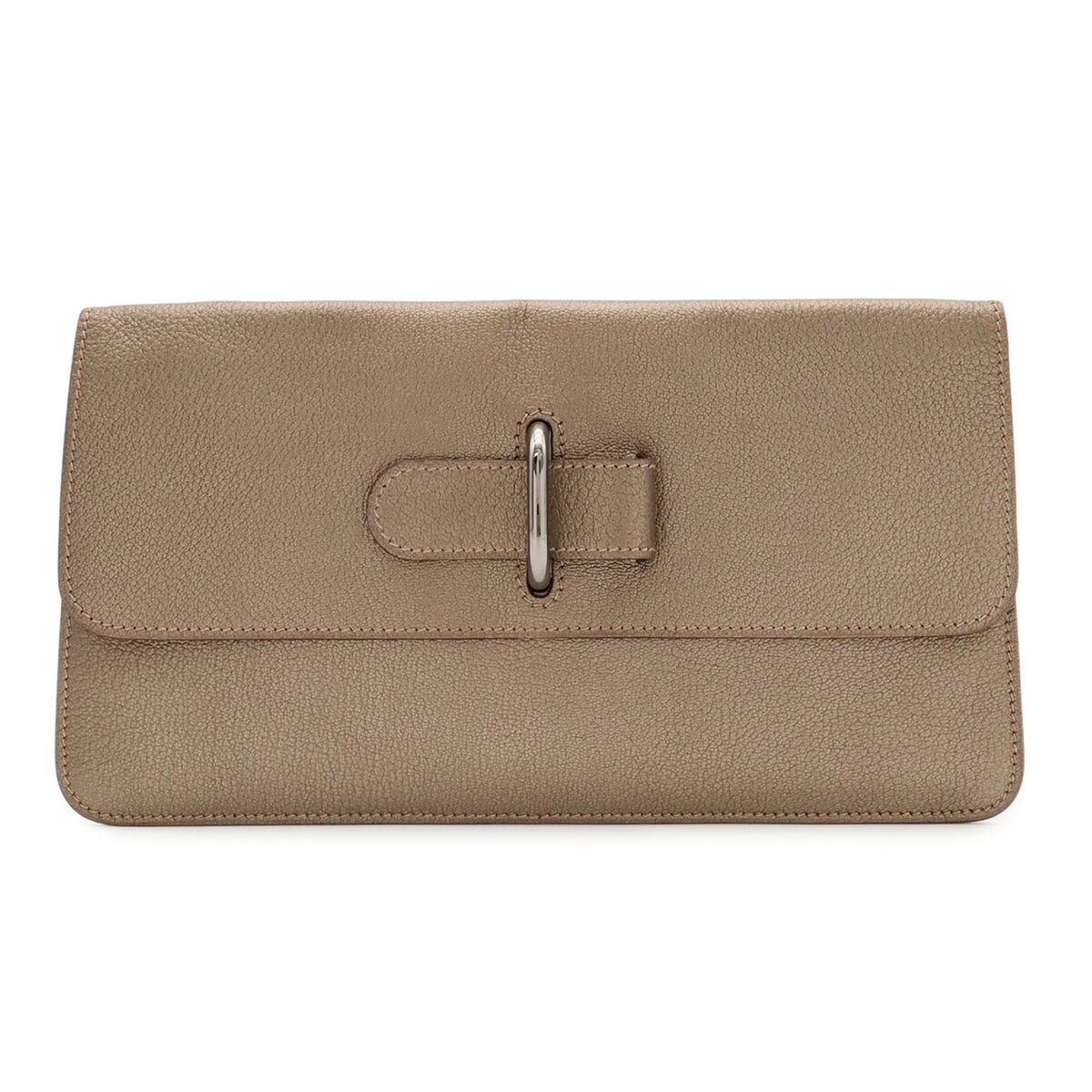 Hermes Gold Khaki Chevre Leather Clutch Bag (Pre-Owned)