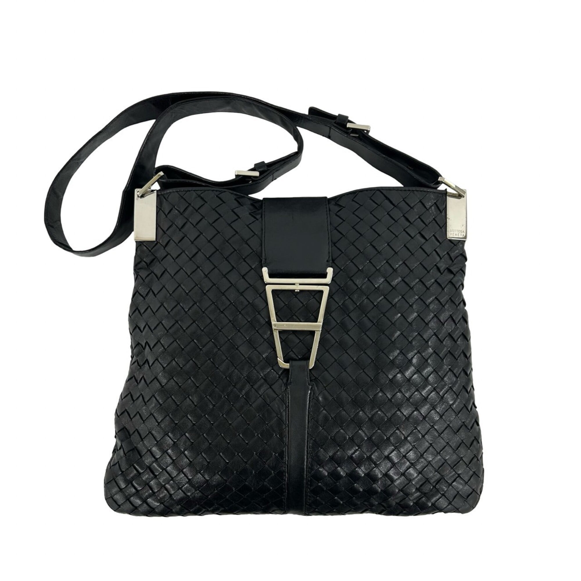 Bottega Veneta Black Leather Pochette Shoulder Bag (Pre-Owned)