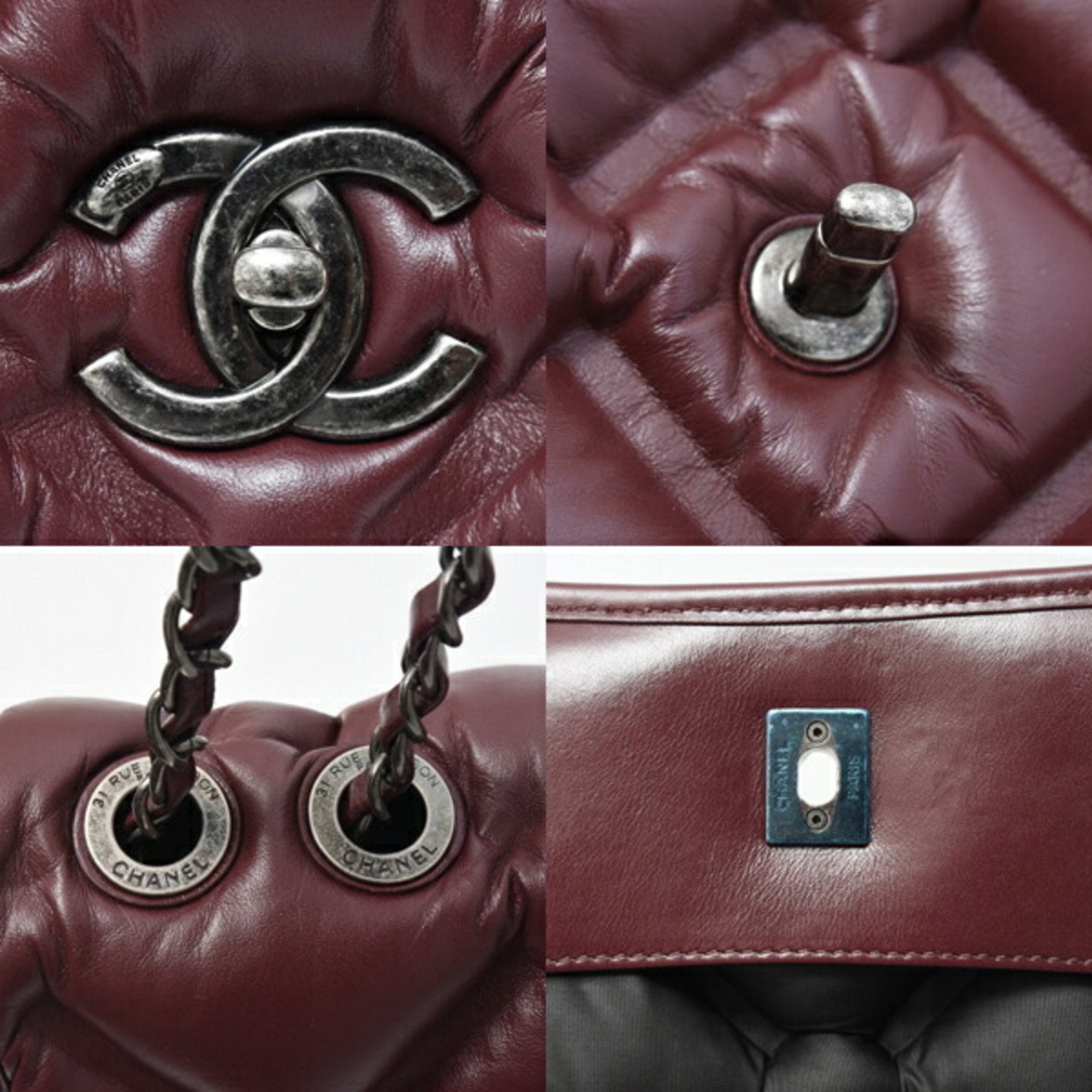 Chanel Matelasse Bordeaux Leather Shoulder Bag (Pre-Owned)